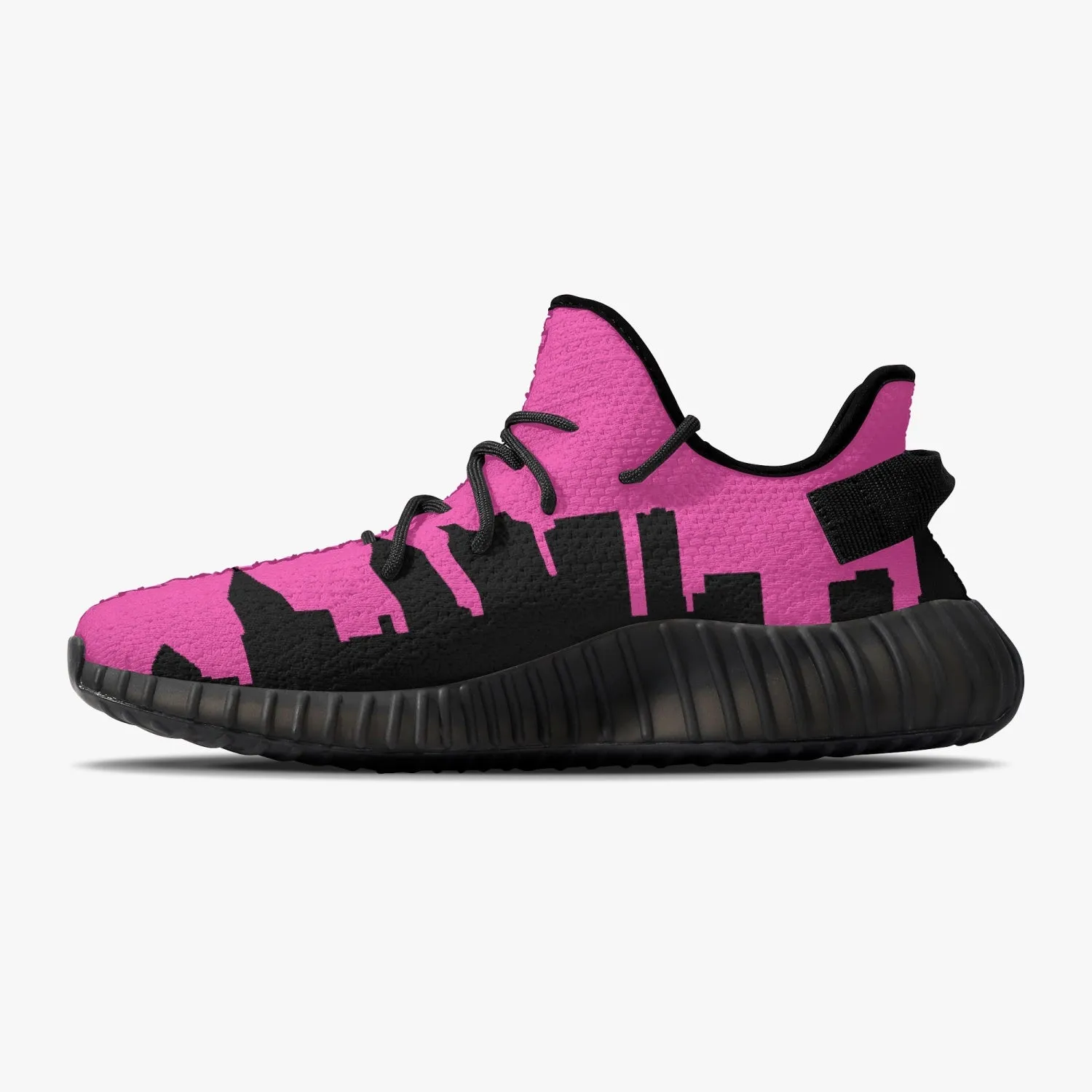 233. Neon Pink & Black Atlanta Skyline Adult Unisex Mesh Knit Sneakers