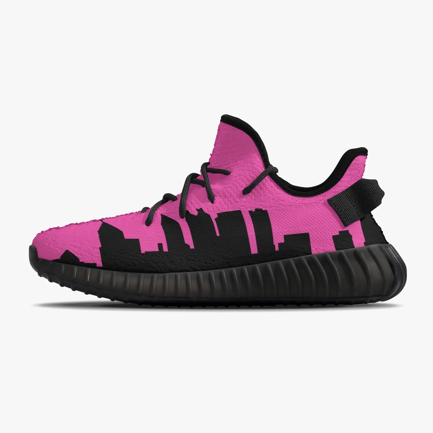 233. Neon Pink & Black Atlanta Skyline Adult Unisex Mesh Knit Sneakers