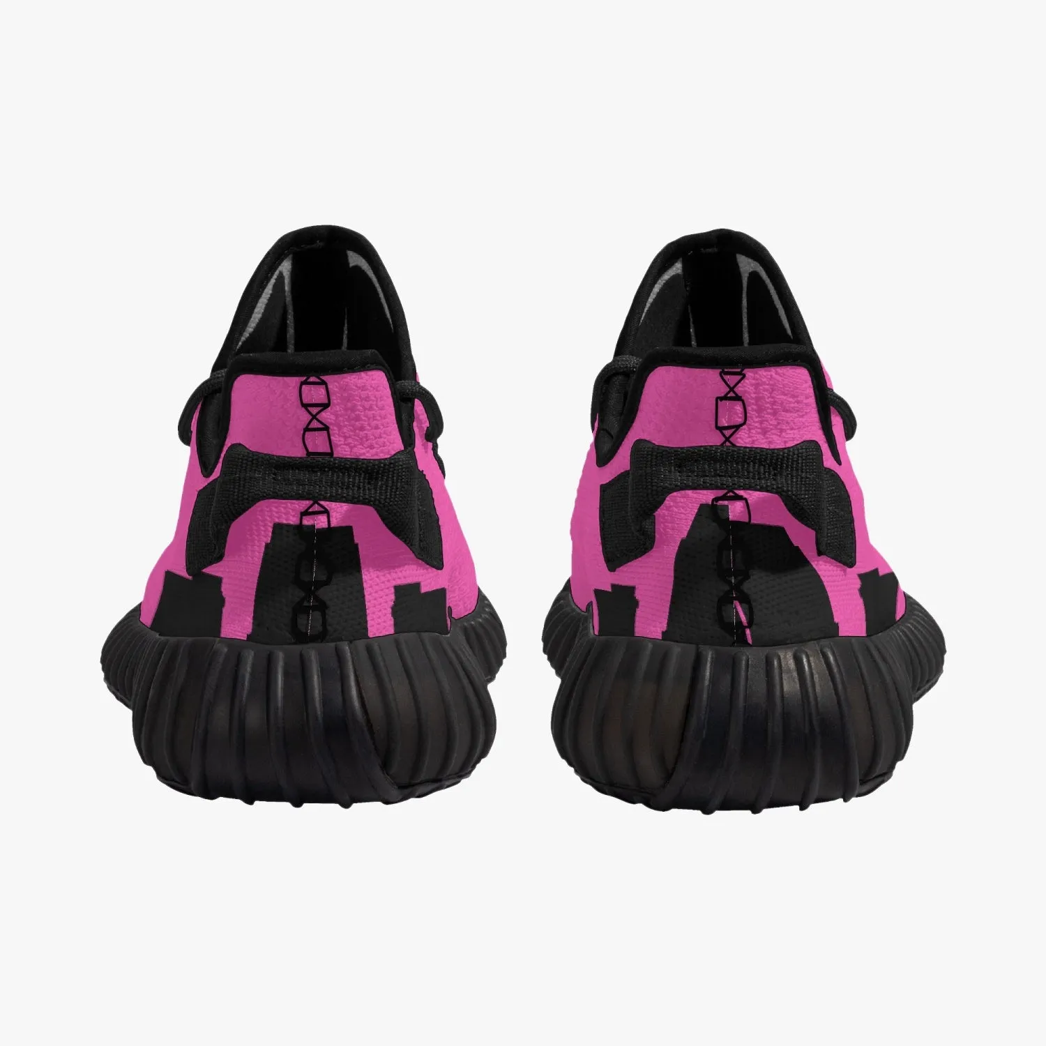 233. Neon Pink & Black Atlanta Skyline Adult Unisex Mesh Knit Sneakers