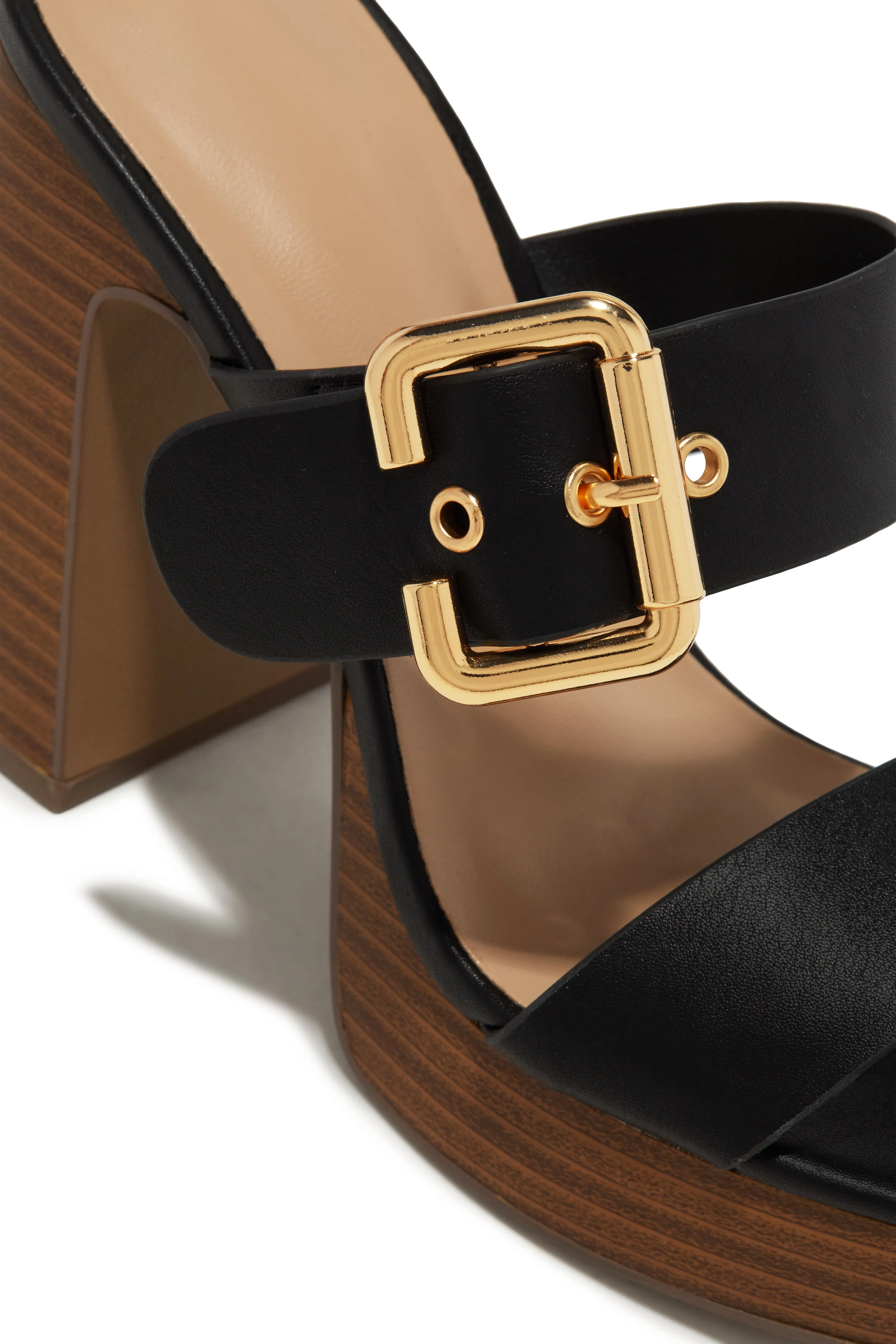 Adrina Platform Block Heel Mules - Black