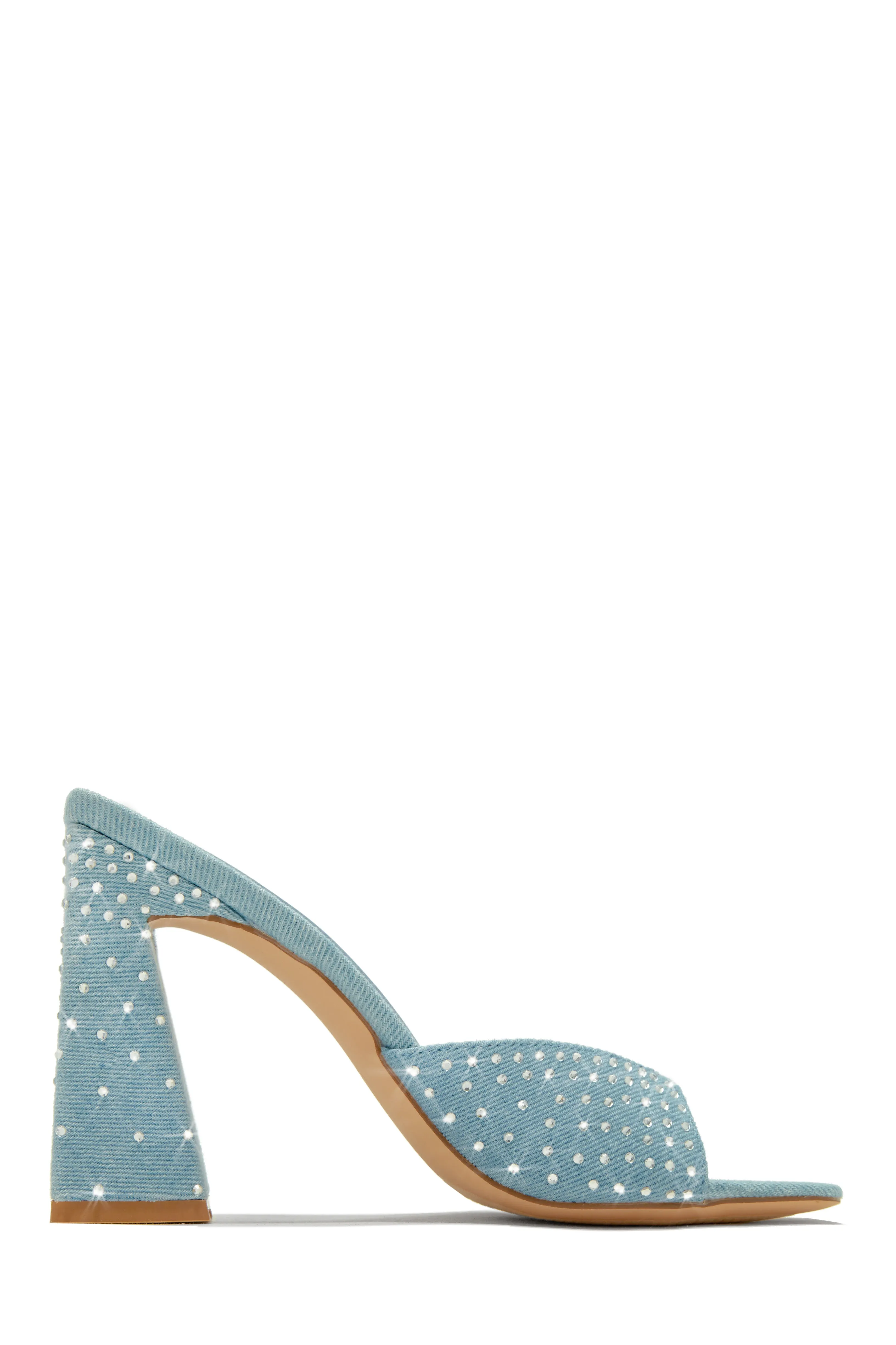 Azaria Embellished Block Heel Mules - White