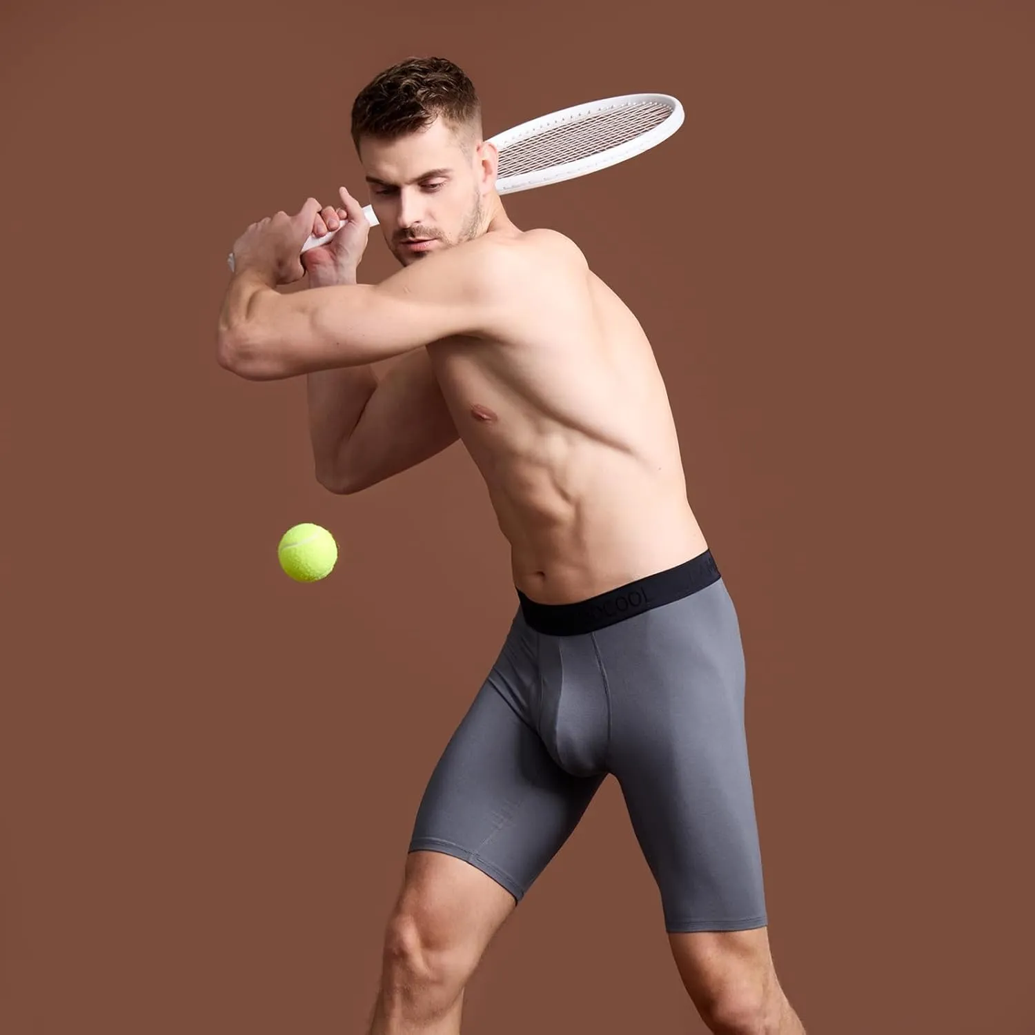 BAMBOO COOL Men's Long Boxer Briefs Performance Long Leg Sports Boxer Brief Underwear MultiPack