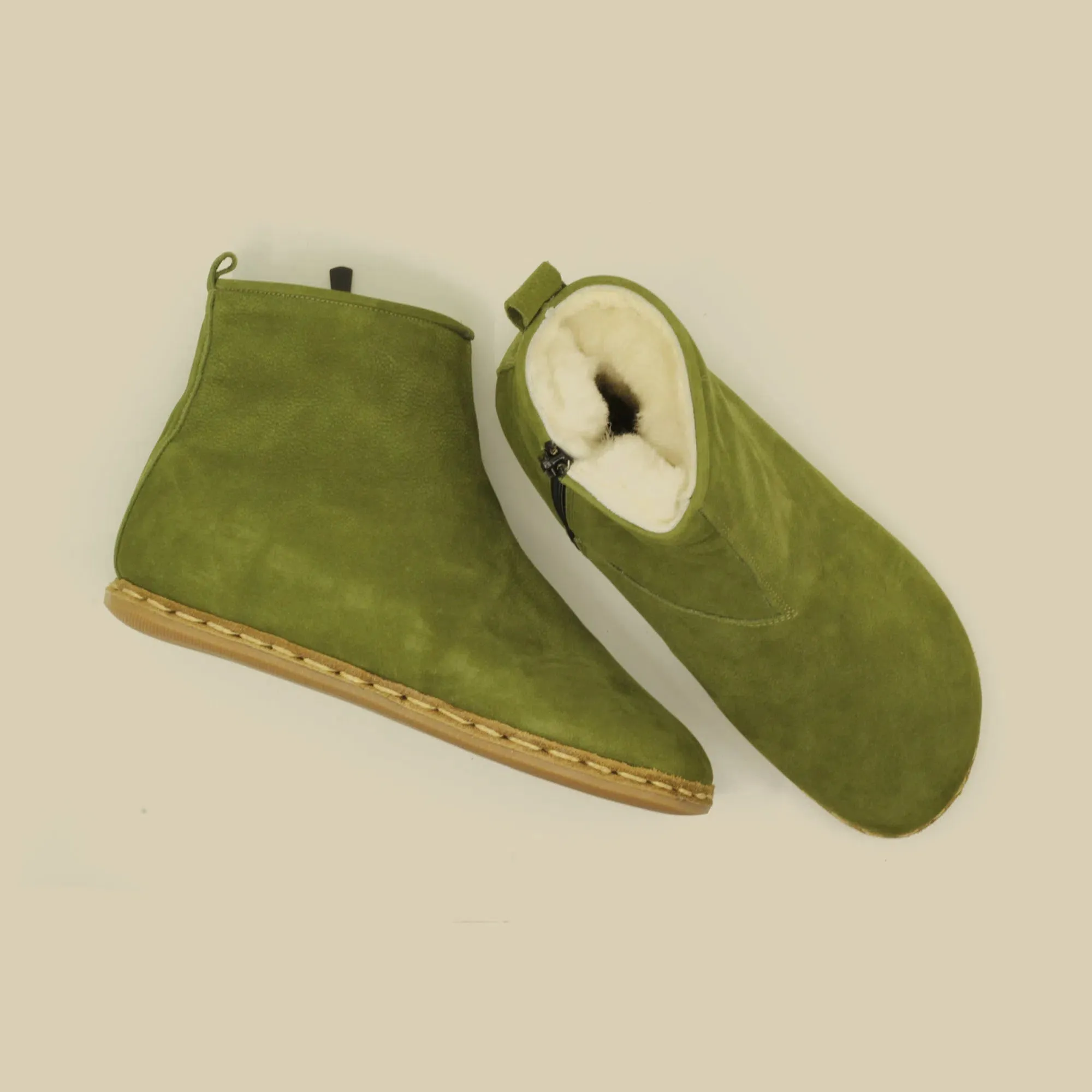 Barefoot Hiking Leather Boots Women's Green