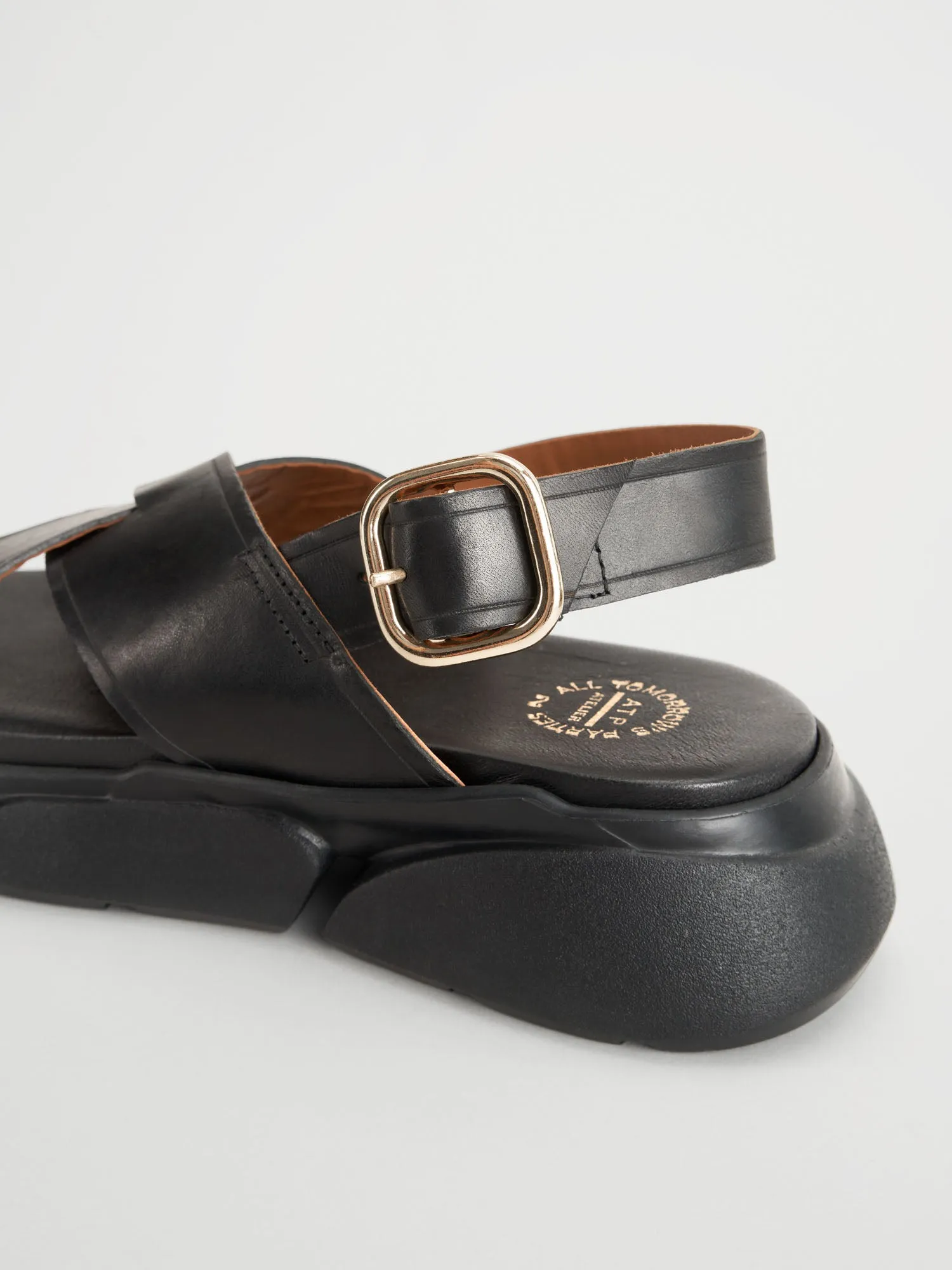 Barisci Black Leather Chunky sandals