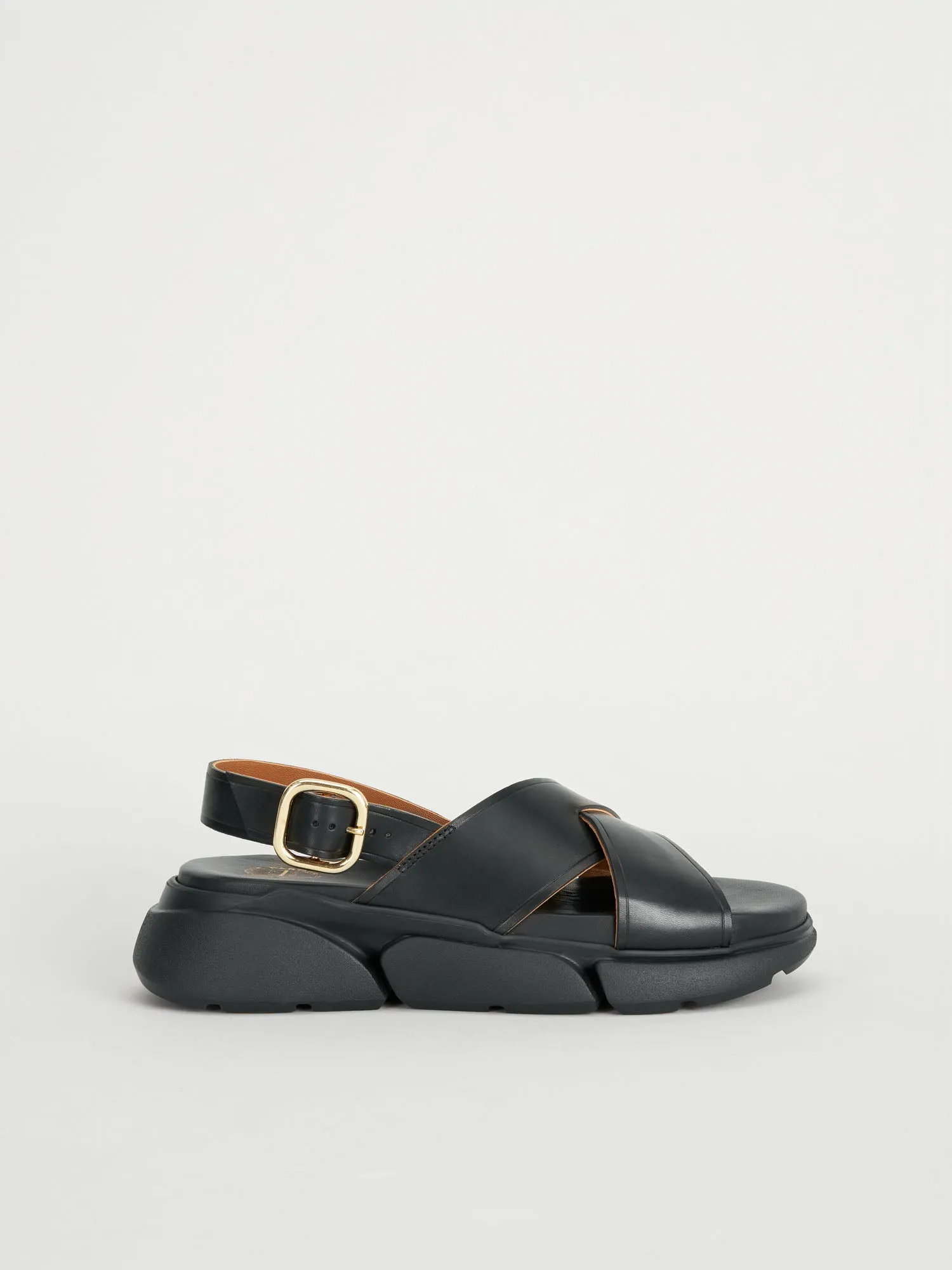 Barisci Black Leather Chunky sandals