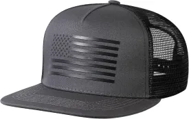 Baseball Cap, Snapback Trucker Hat for Men & Women with American Flag and Adjustable, Breathable Mesh, Flat Bill Hats