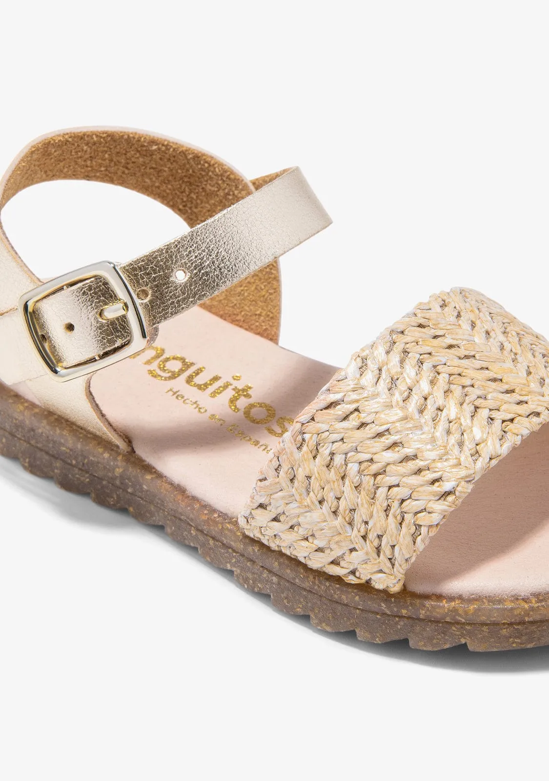 Beige Buckle Sandals