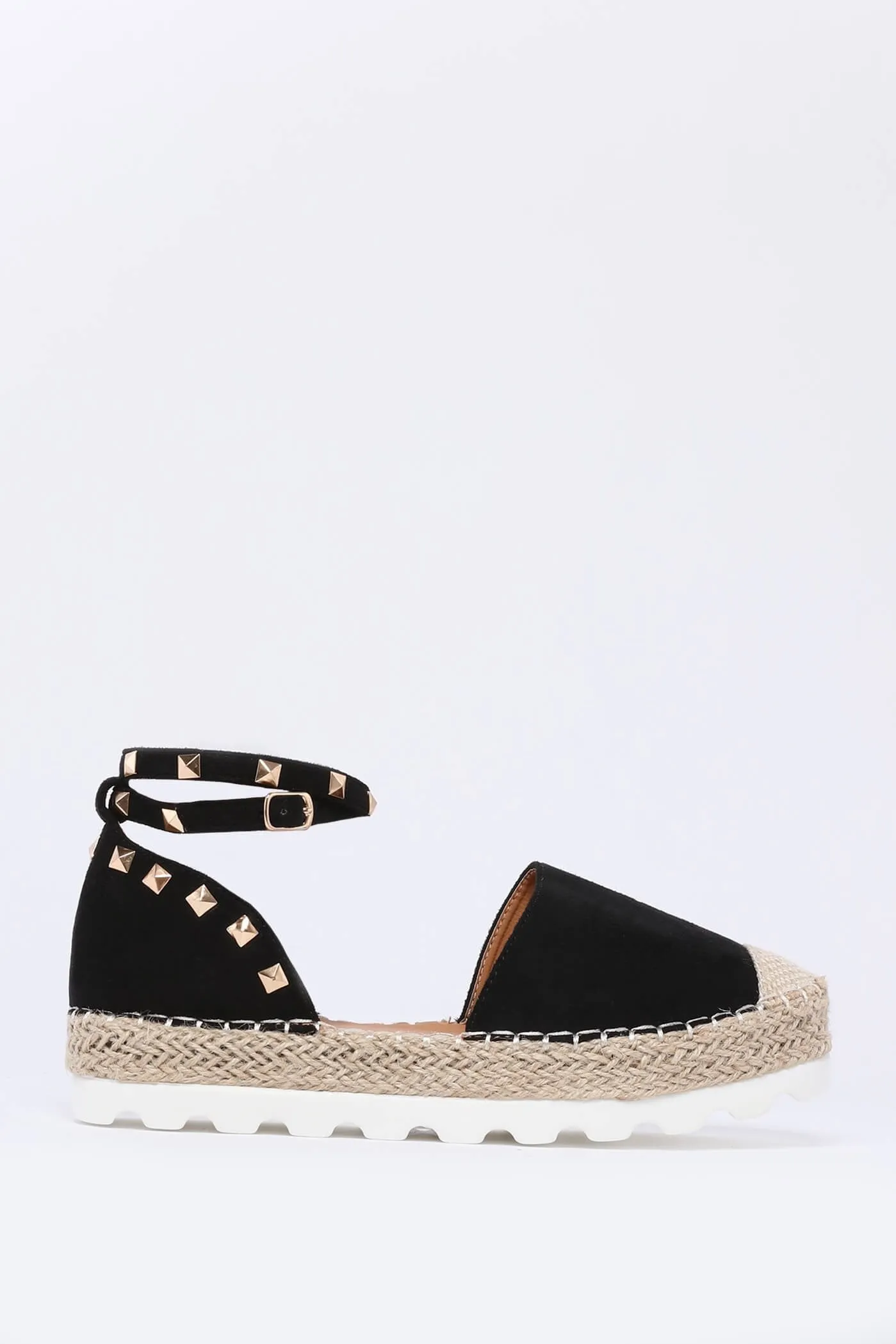 Black Studded Flat Espadrilles