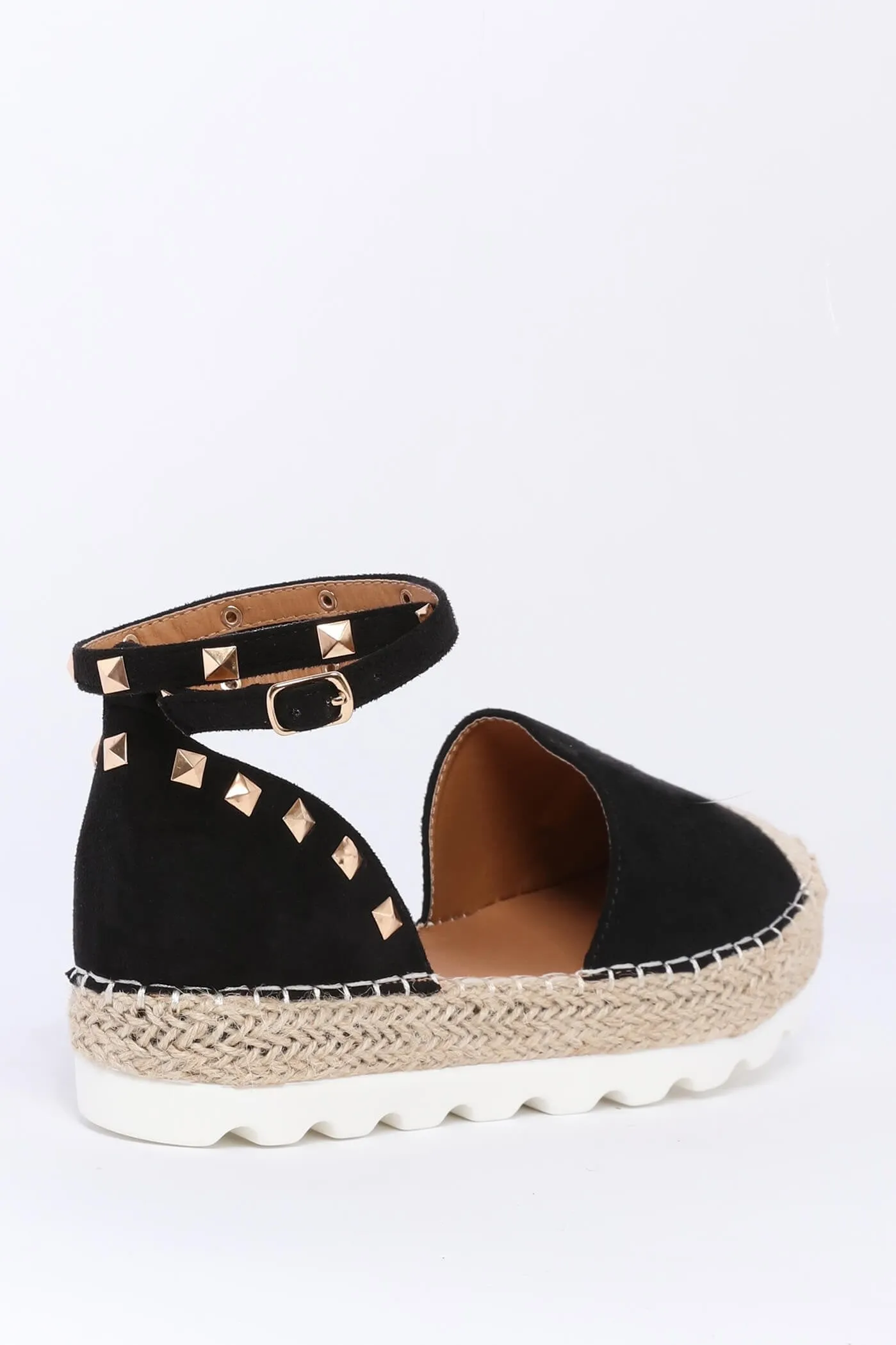 Black Studded Flat Espadrilles