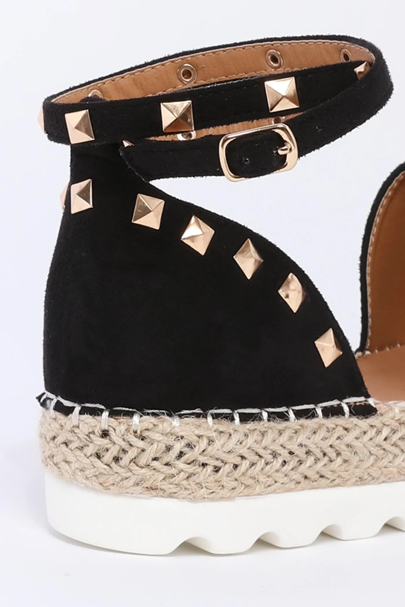 Black Studded Flat Espadrilles