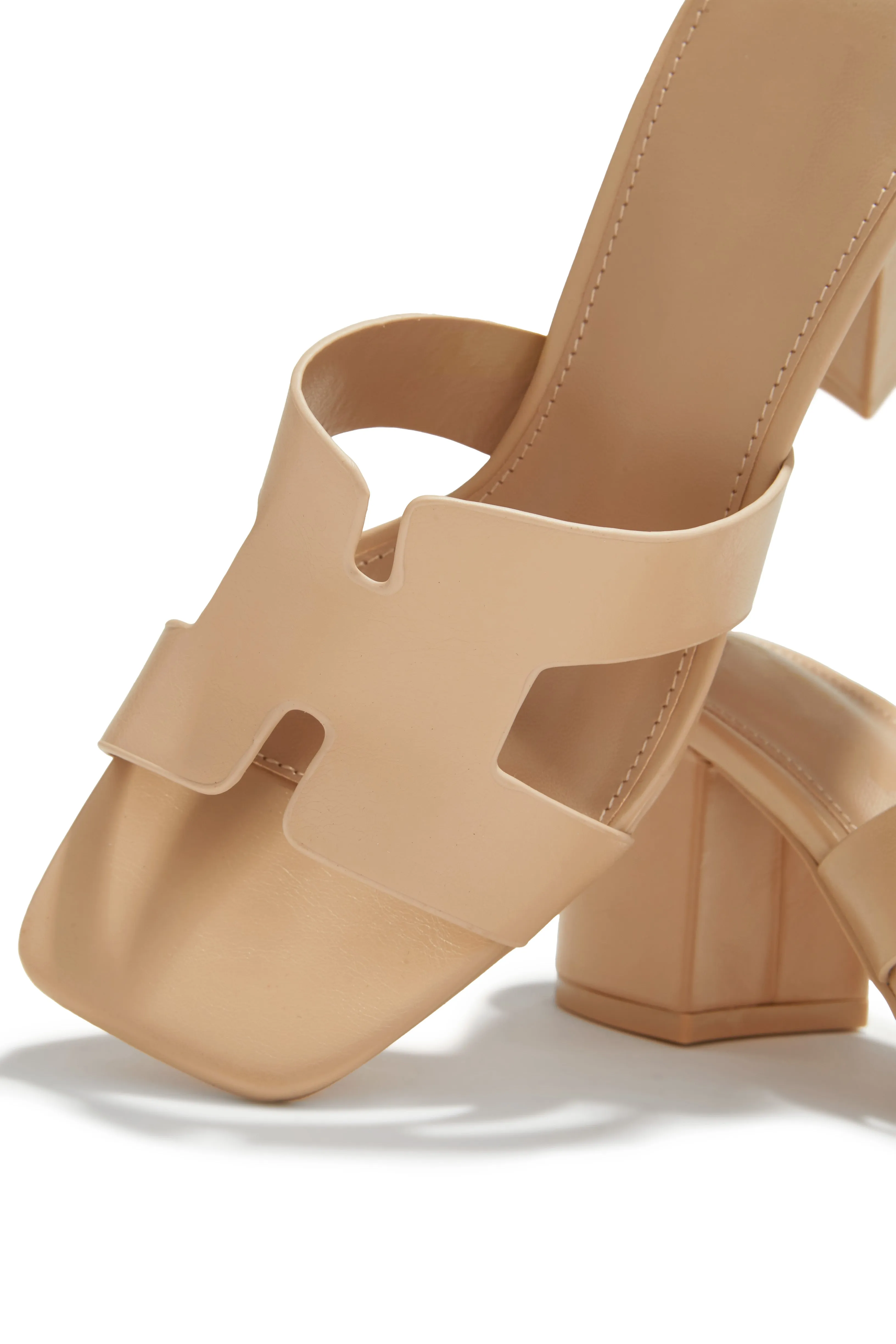 Carina Block Heel Mules - Nude