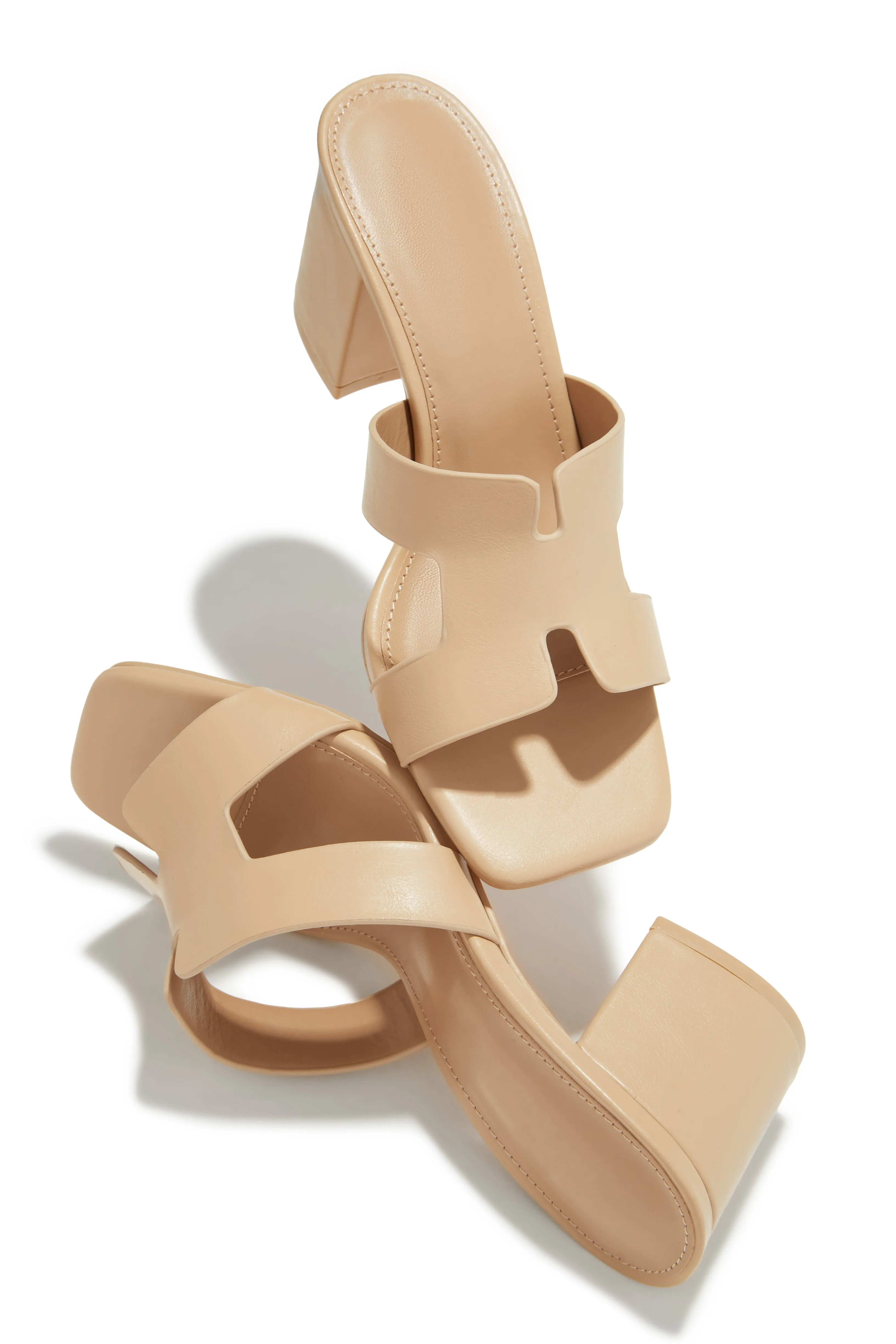Carina Block Heel Mules - Nude