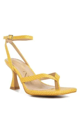 CELTY Ankle Strap Spool Heel Thong Sandals