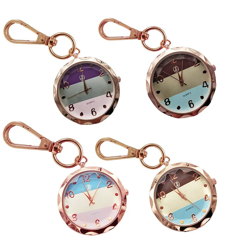 Creative and Refined Rose Gold Fashion Watch Female Student Mute Exam Watch Owl Key Chain Pendant Watch Pocket Watch