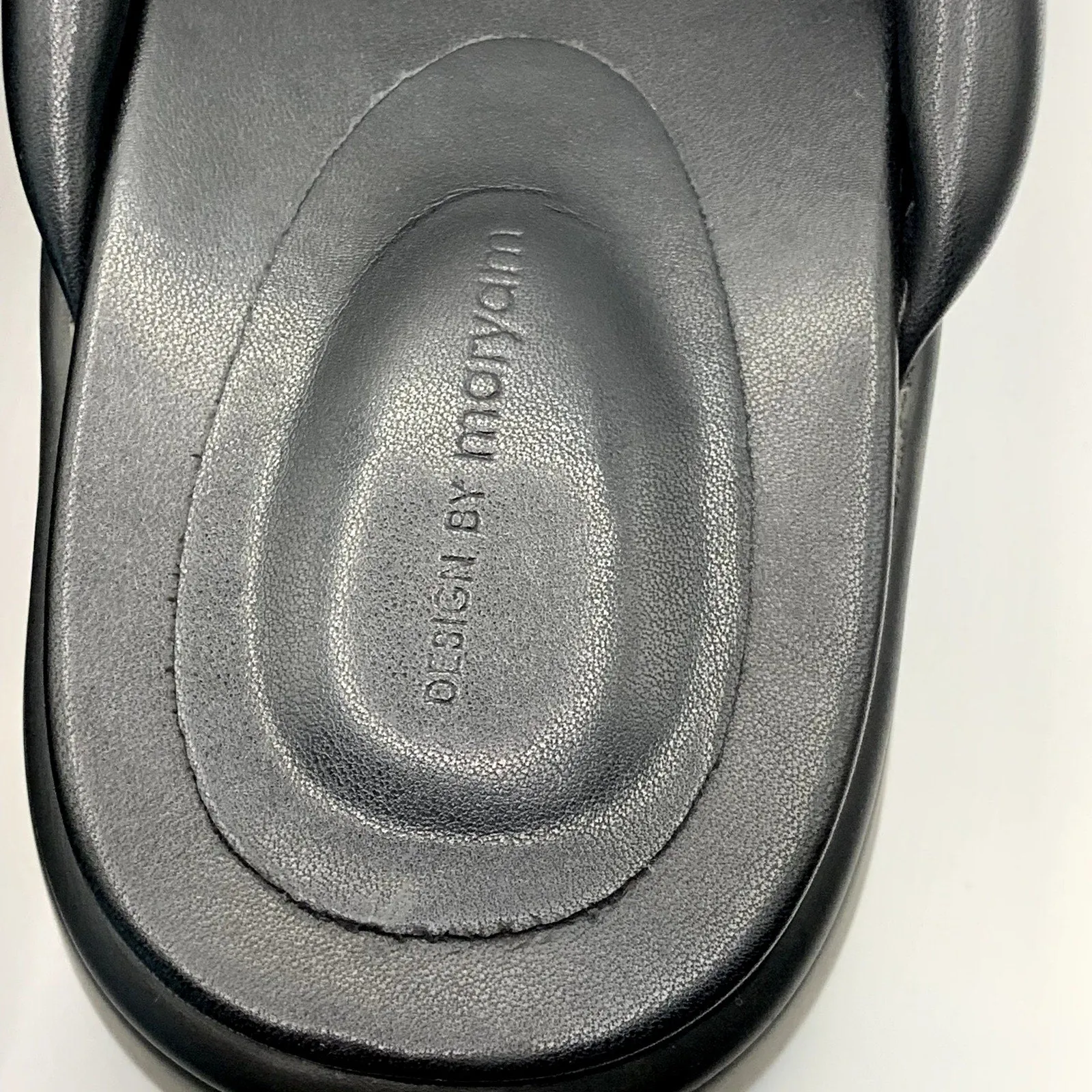 DESIGN BY MARYAM Women's Black Faux-Leather Platform Thong Slippers SZ 7.5