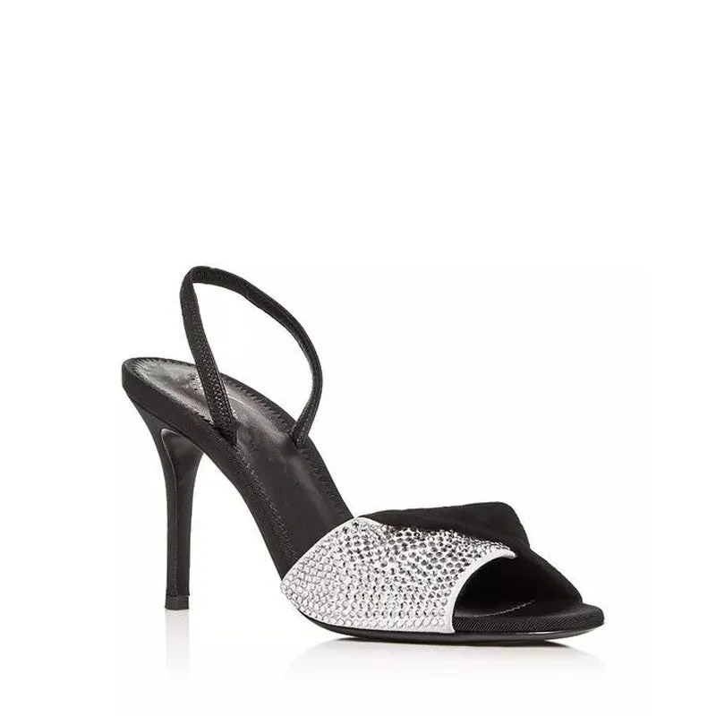 Fashion Black Rhinestone Patchwork Buckle High Heel Sandals