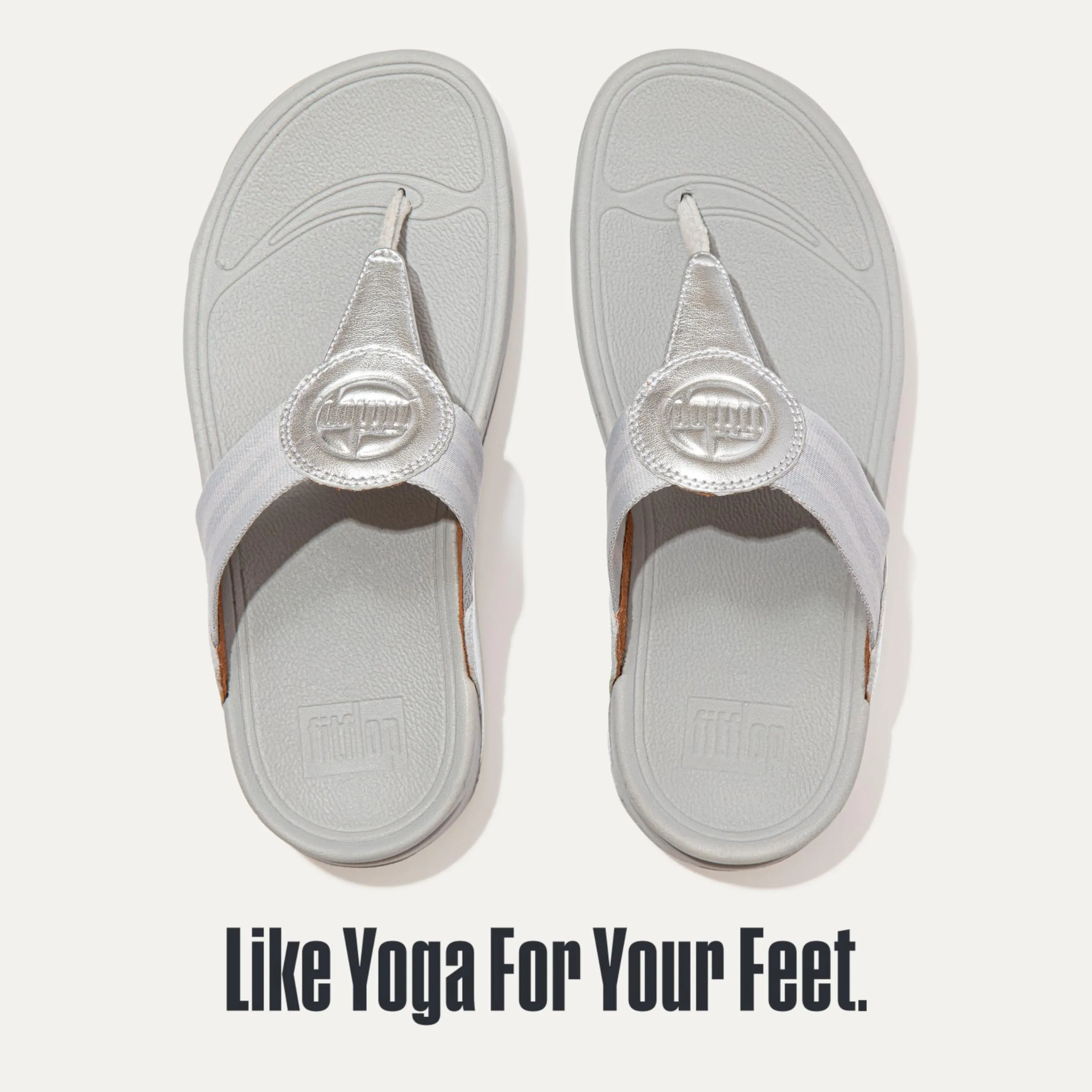 FitFlop Women's Walkstar Silver Toe-Post Sandals, Super Lightweight Wide Fit