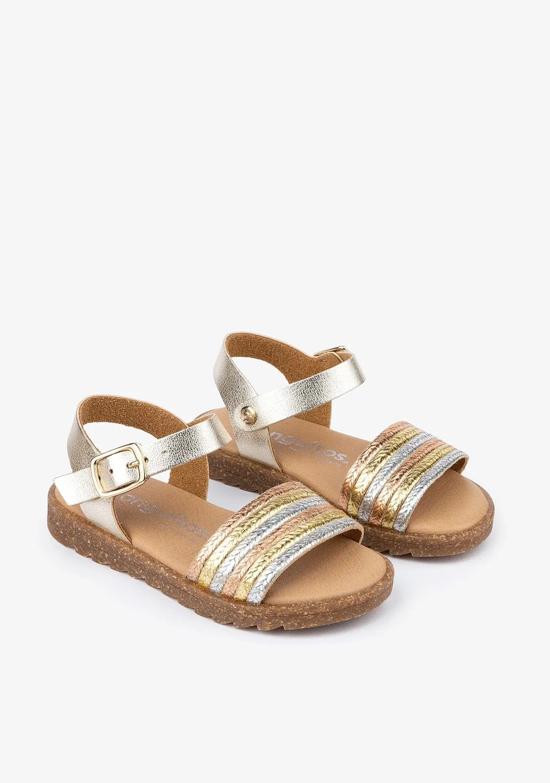 Girl's Multicolor Metallized Sandals Leather