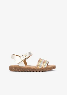 Girl's Multicolor Metallized Sandals Leather