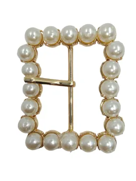 Gold Finish Shiny Pearl Uneven Shape Prong Buckle