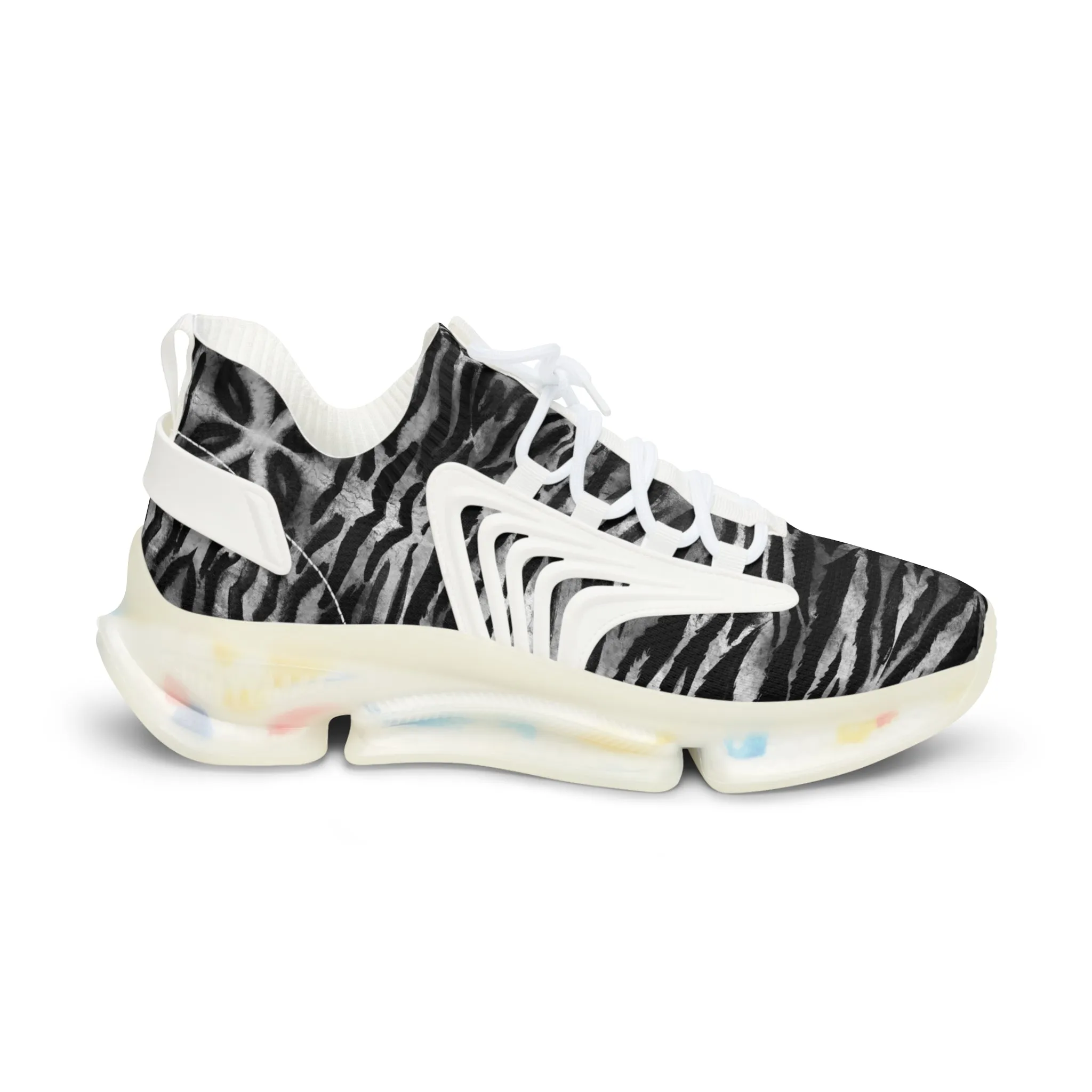 Grey Tiger Men's Mesh Sneakers, Tiger Striped Animal Print Men's Sneakers Best Comfy Men's Mesh Sports Sneakers Shoes (US Size: 5-12)