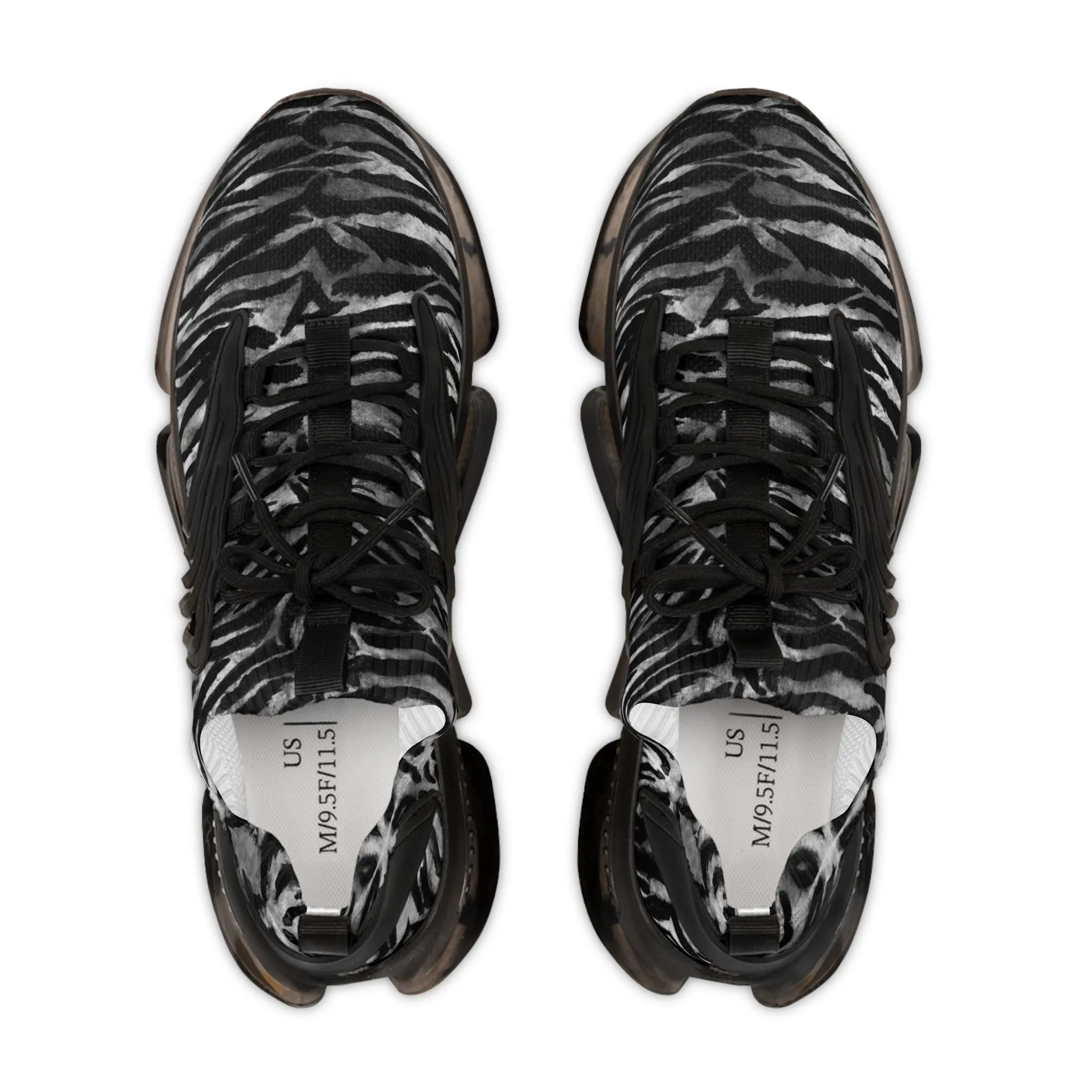 Grey Tiger Men's Mesh Sneakers, Tiger Striped Animal Print Men's Sneakers Best Comfy Men's Mesh Sports Sneakers Shoes (US Size: 5-12)