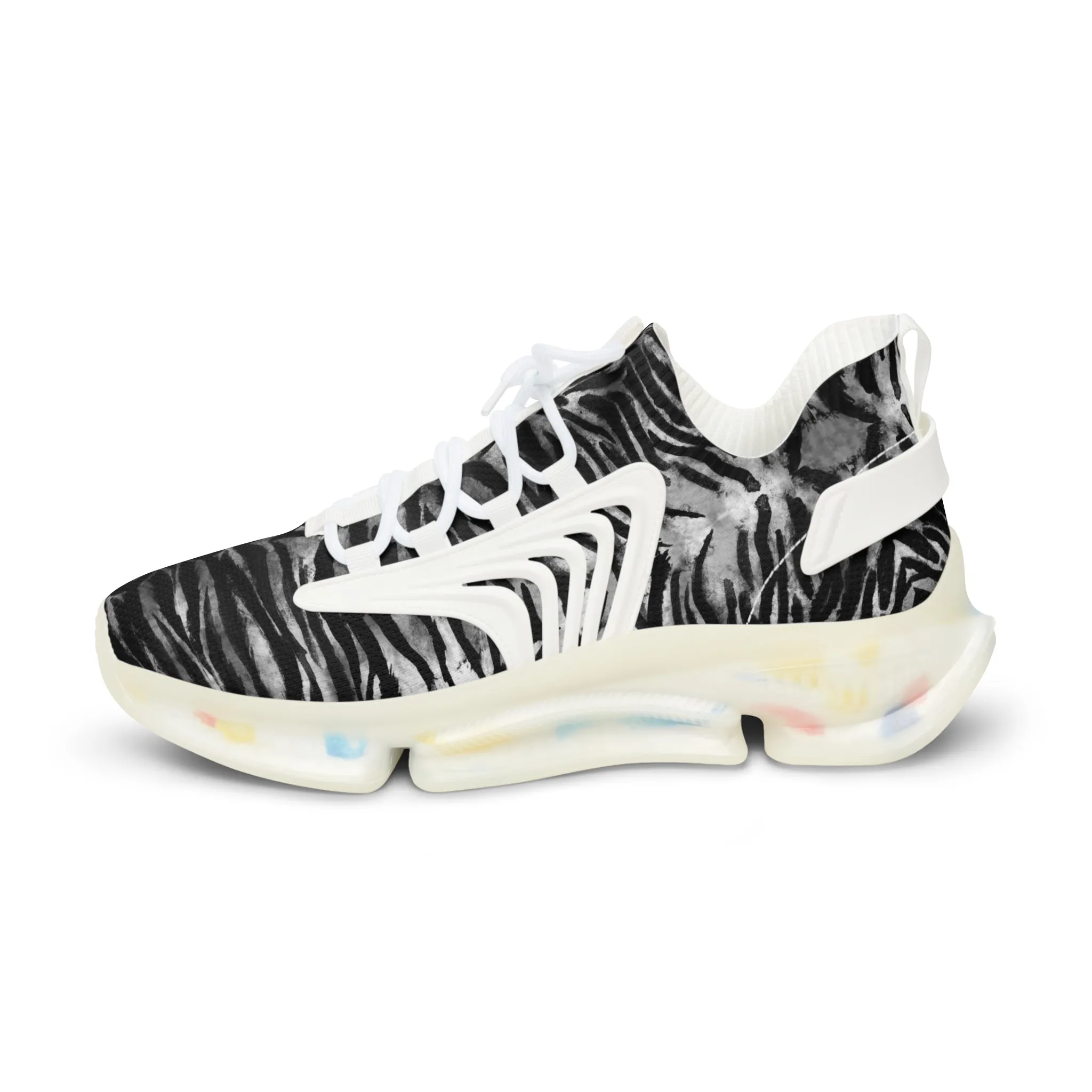 Grey Tiger Men's Mesh Sneakers, Tiger Striped Animal Print Men's Sneakers Best Comfy Men's Mesh Sports Sneakers Shoes (US Size: 5-12)