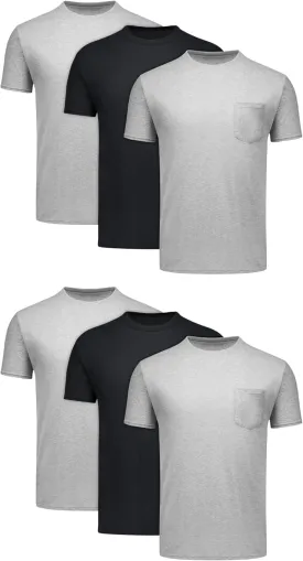 Hanes T-Shirt 6-Pack, Stay-Tucked Soft Cotton, Best Undershirts for Men, Assorted Pocket Tees