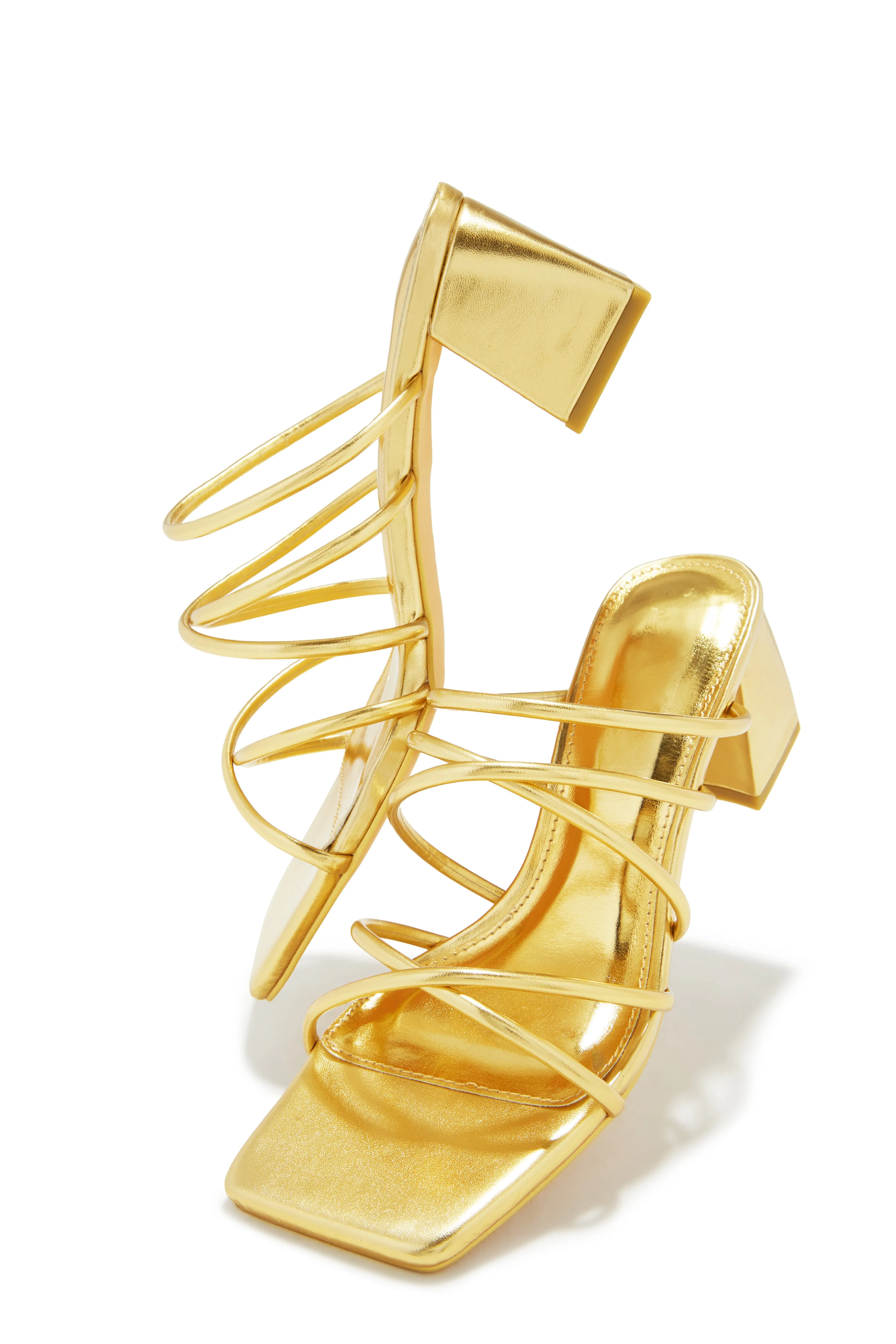 Hannah Block Mid Heel Mules - Gold