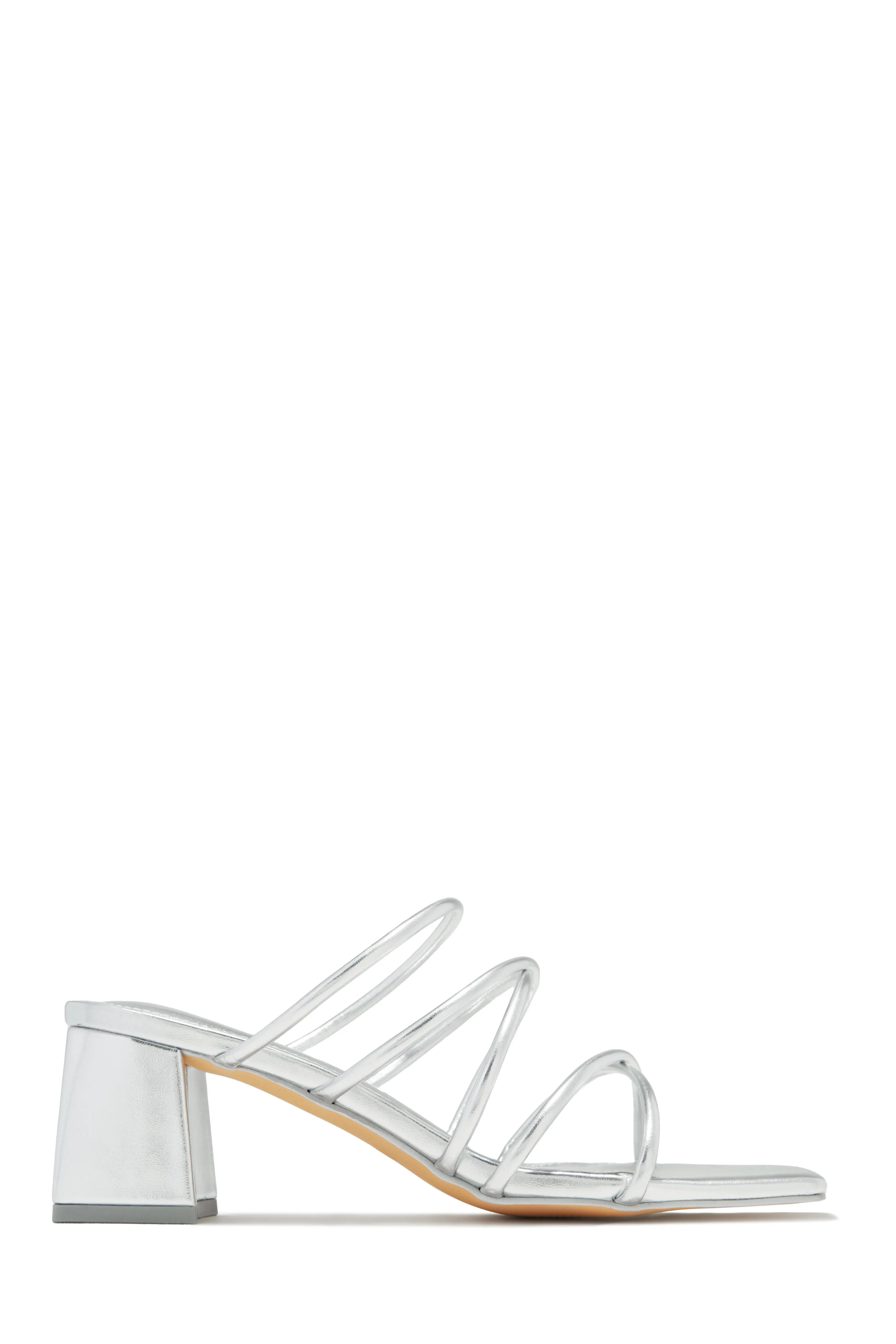 Hannah Block Mid Heel Mules - Silver
