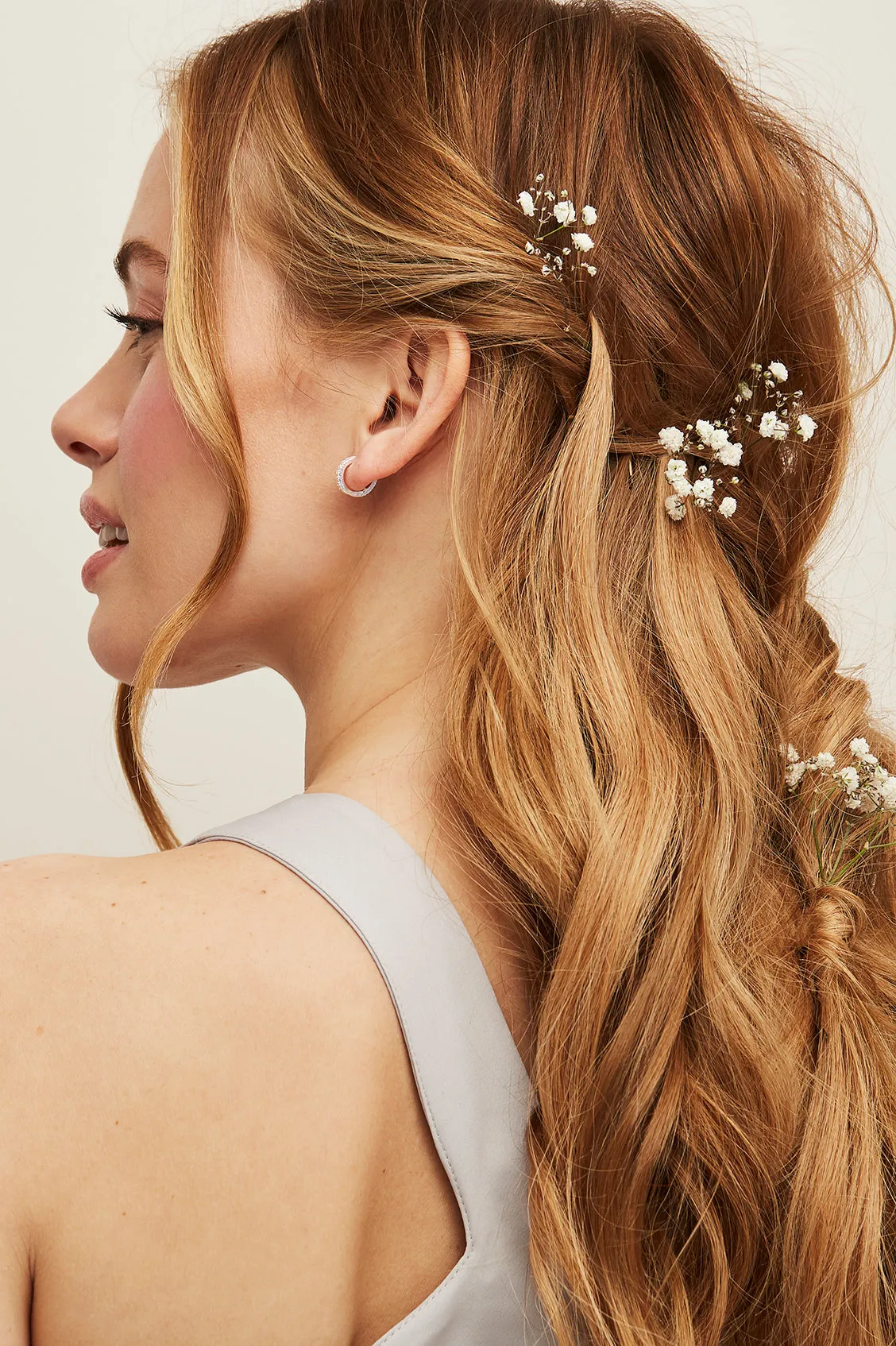 Hoop Earrings with White CZ
