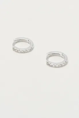 Hoop Earrings with White CZ