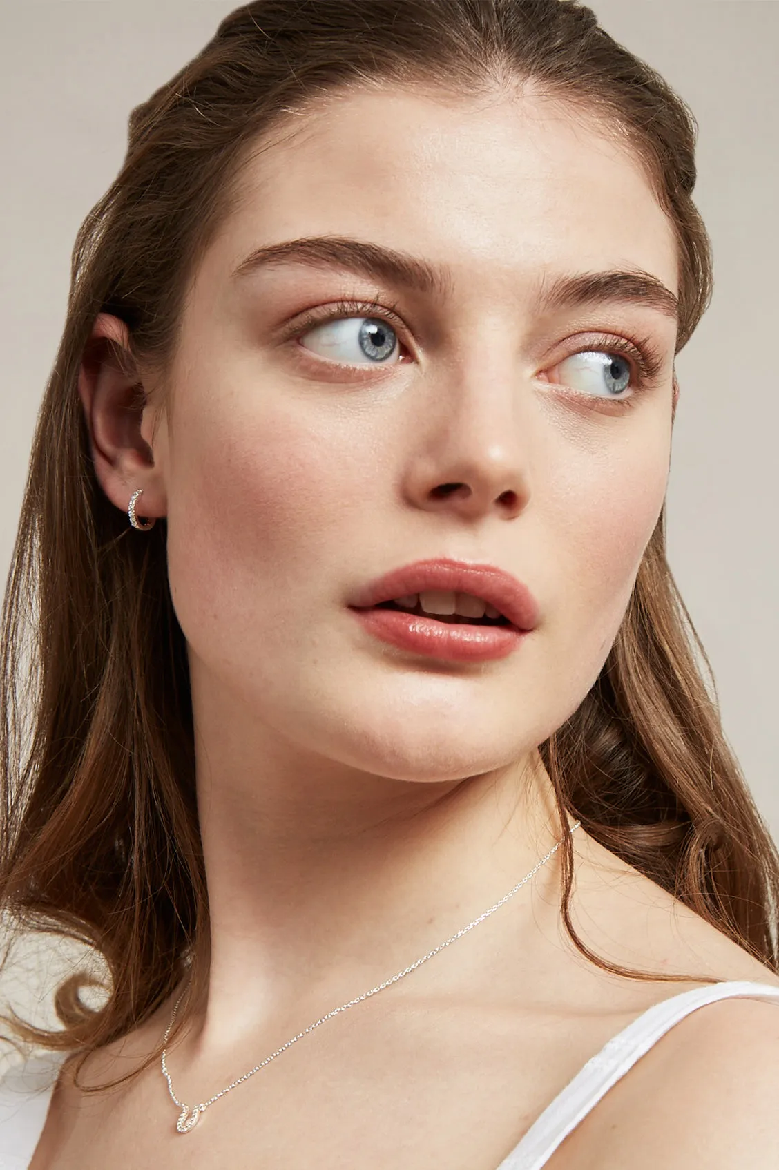 Hoop Earrings with White CZ