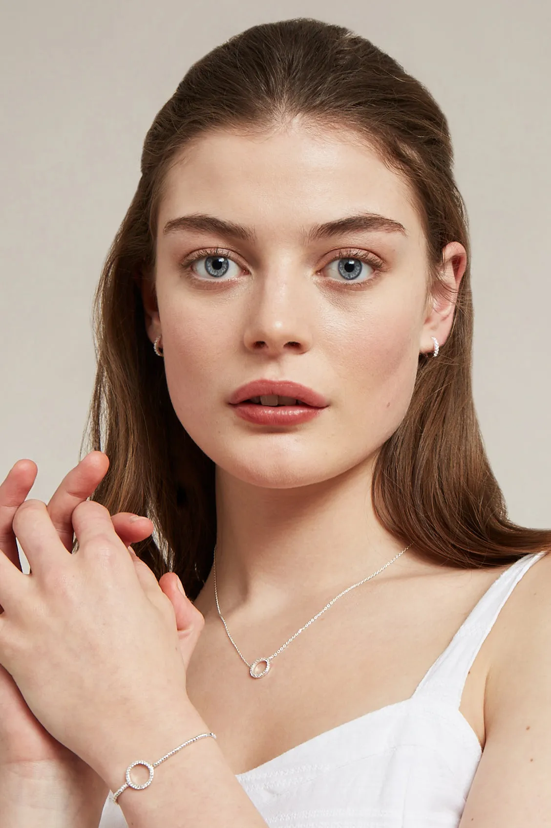 Hoop Earrings with White CZ