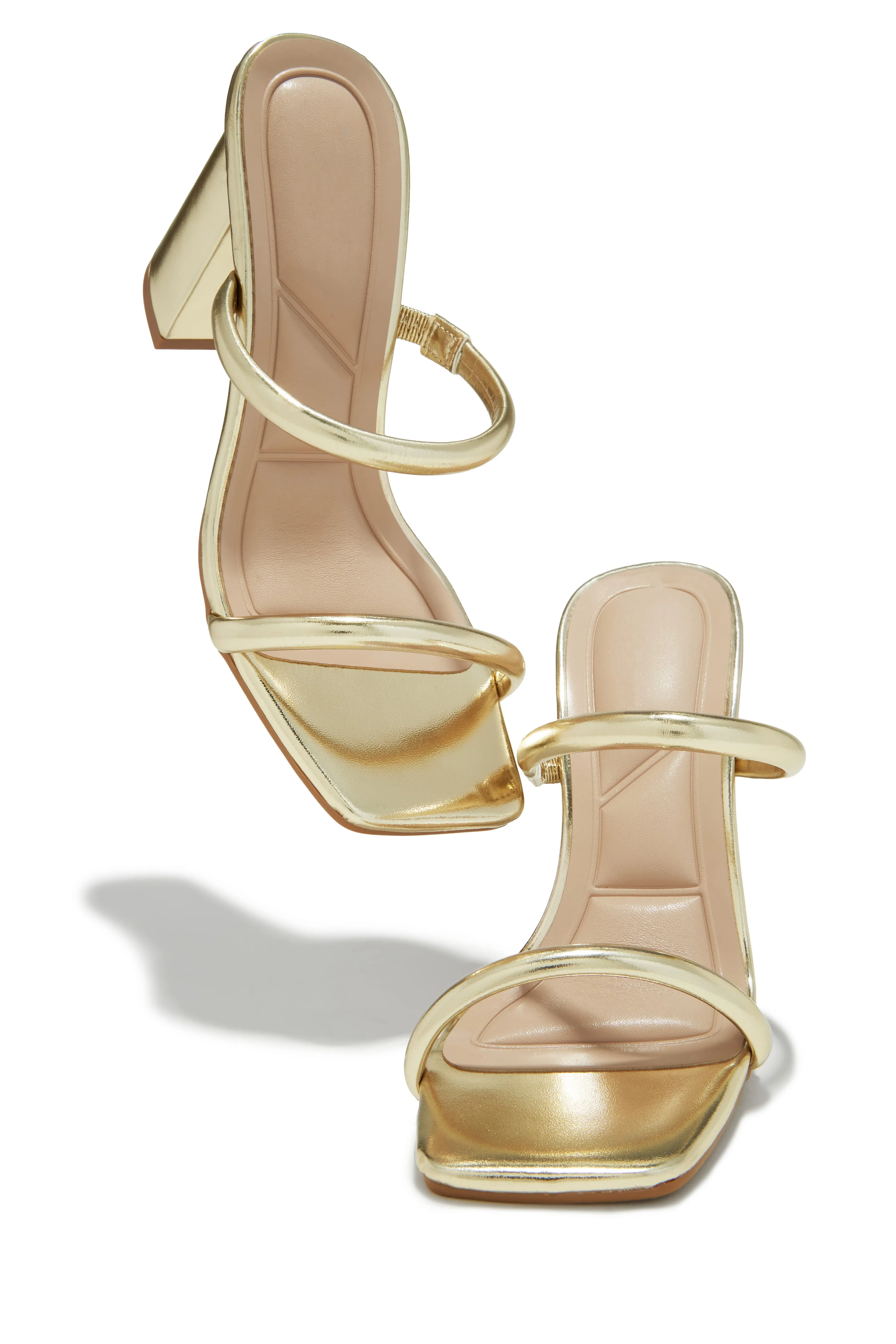 Jenna Block Heel Mules - Gold