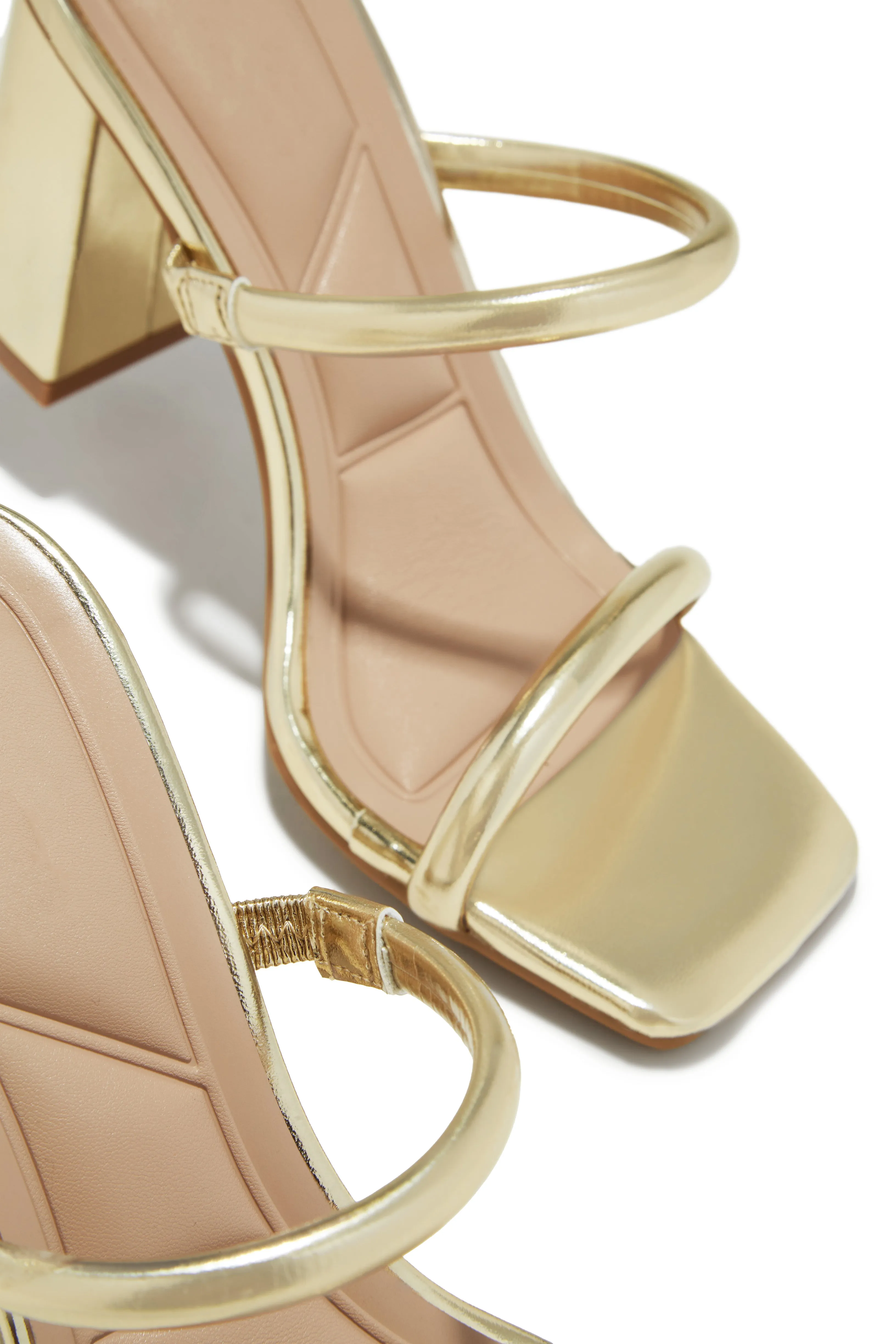 Jenna Block Heel Mules - Gold