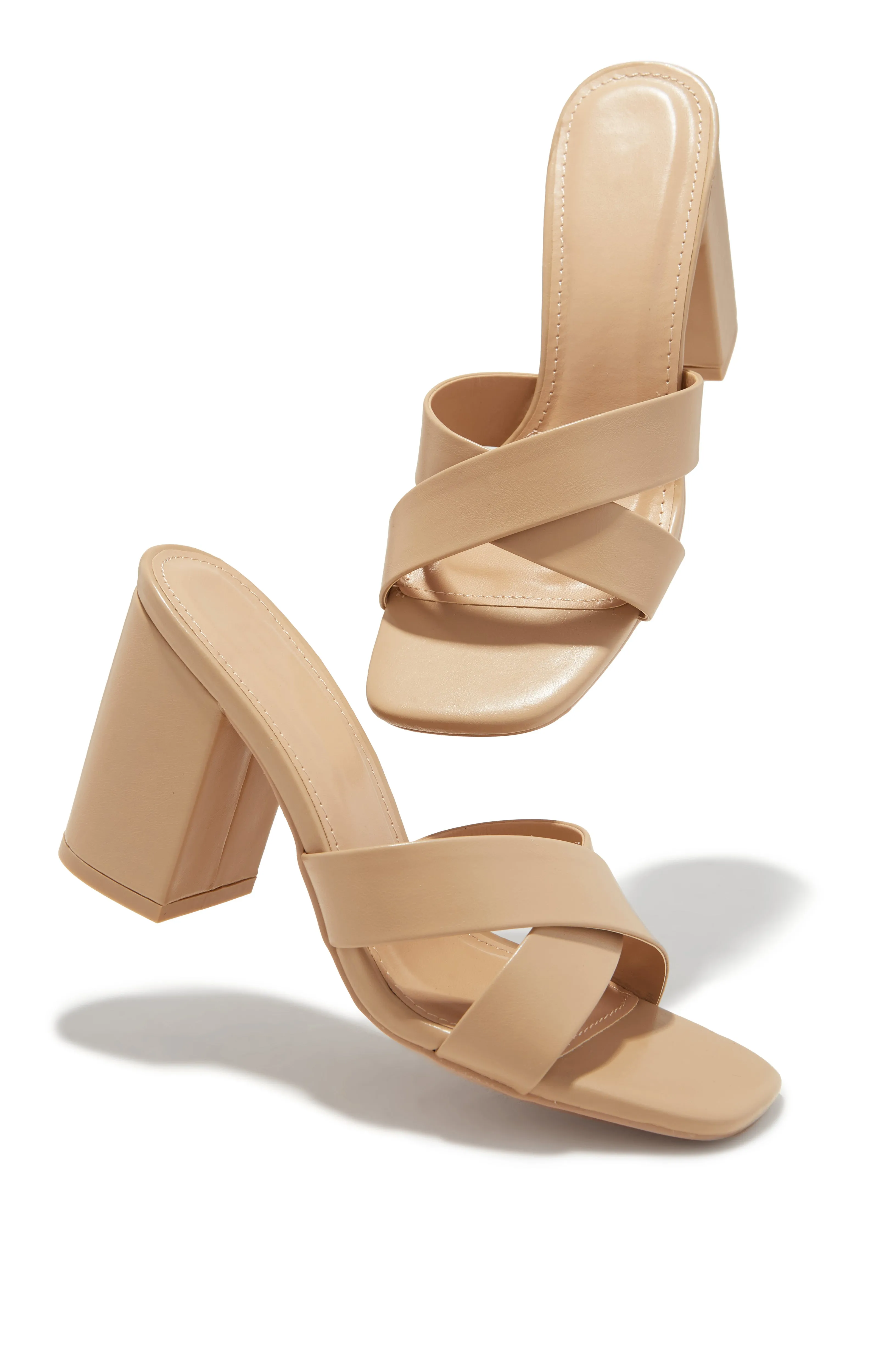 Joana Block Mid Heel Mules - Nude