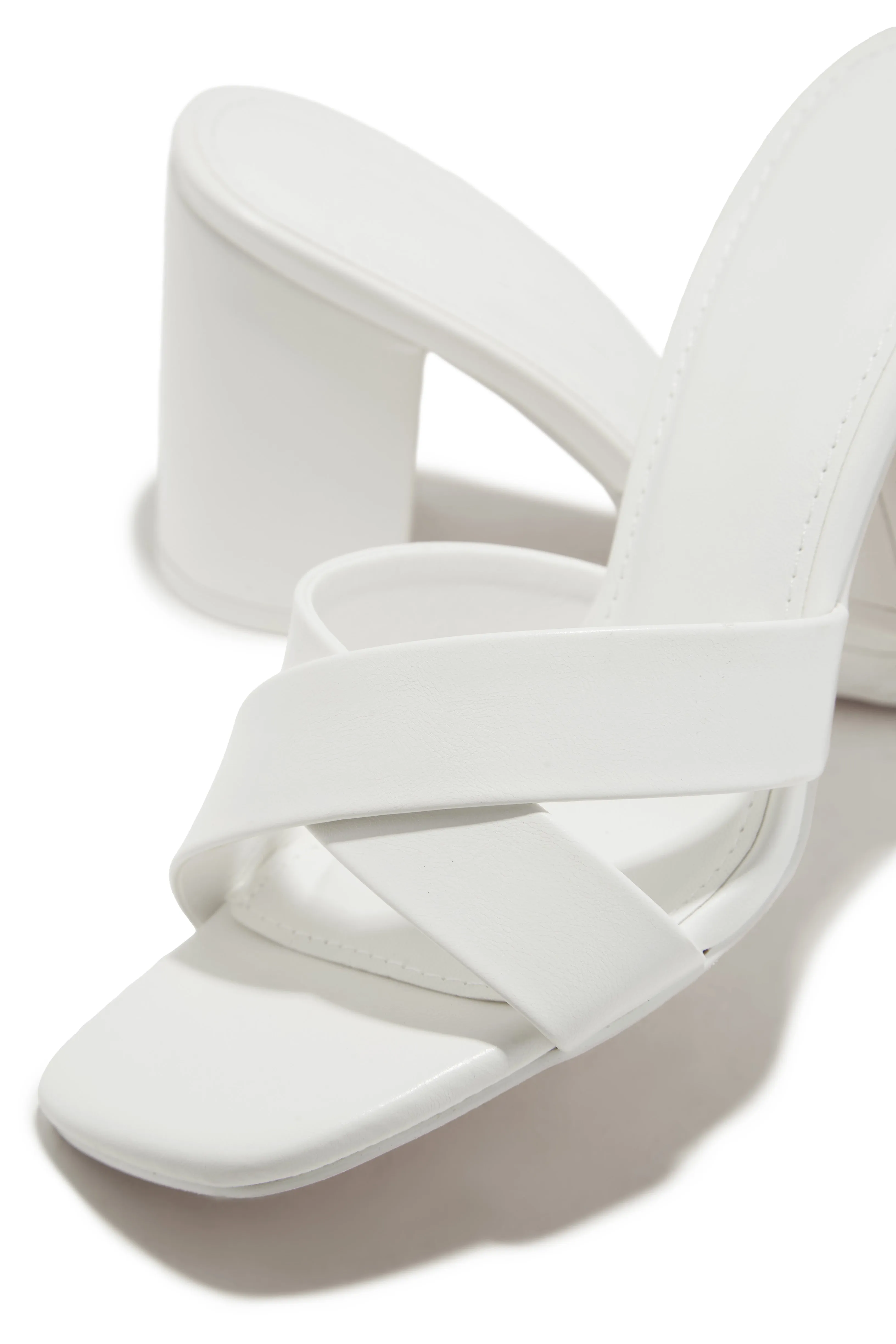 Joana Block Mid Heel Mules - White