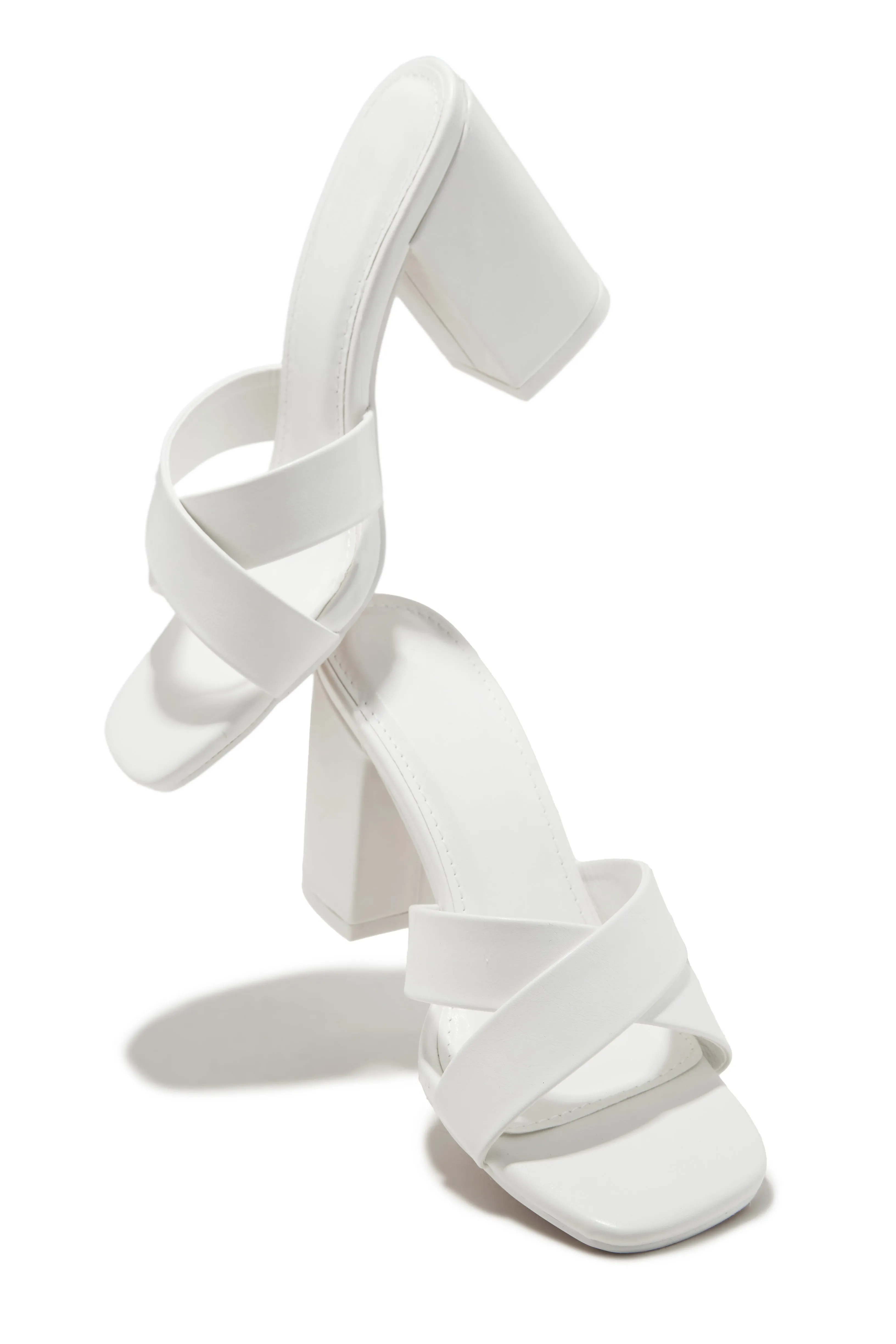 Joana Block Mid Heel Mules - White
