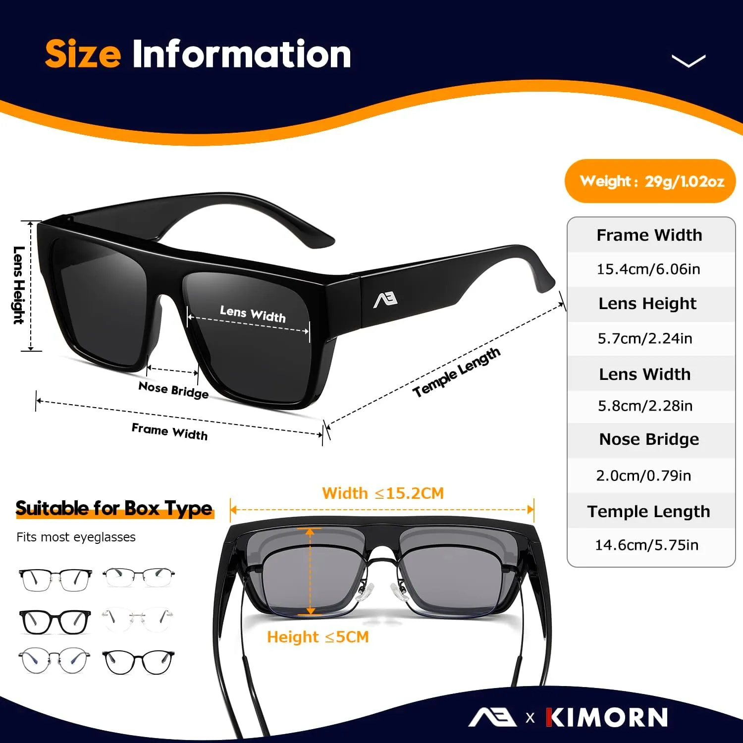 kimorn Fit Over Glasses Sunglasses for Women Men Trendy Square Shades Sun glasses Polarized UV400 Protection