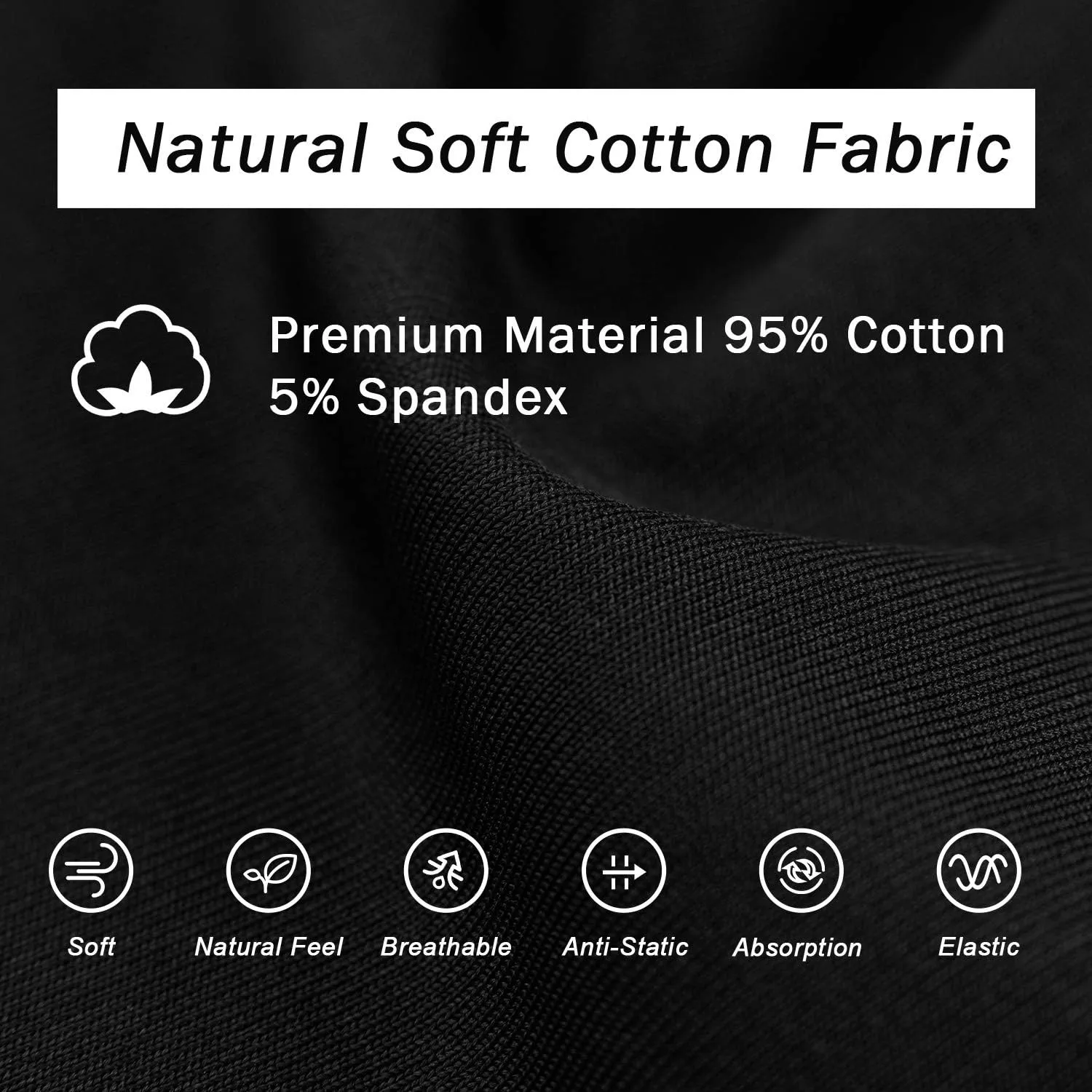 Mens Underwear Cotton Boxer Briefs Comfy Breathable 6" Underwear Tagless Wide Waistband Boxer Briefs Multipack