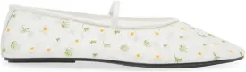 Mesh Ballet Flats for Women Embroidered Floral Mary Jane Flats Comfortable Casual Daily Dress Ballerina Shoes
