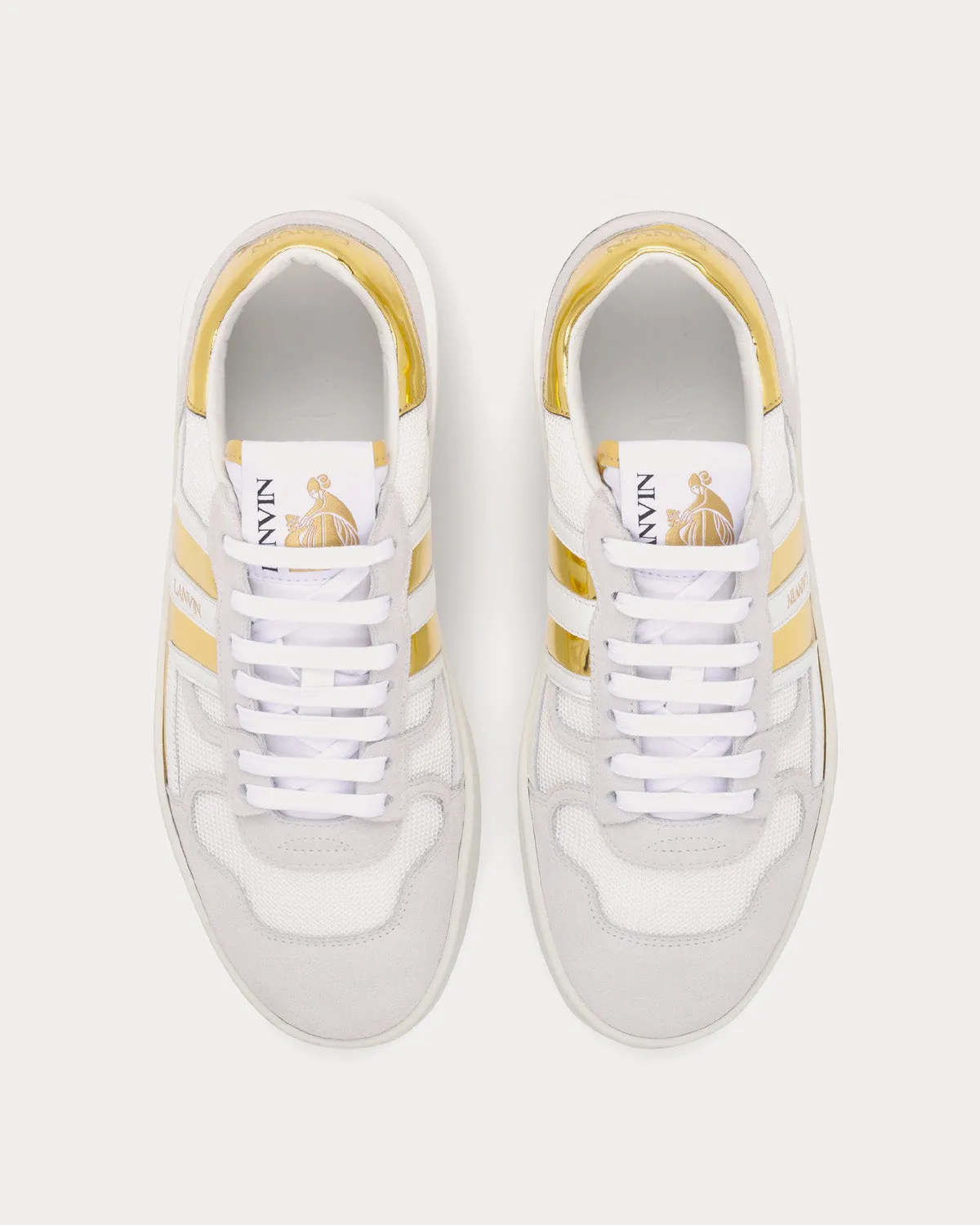 Mesh Clay White / Gold Low Top Sneakers