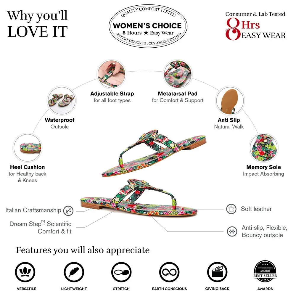 Moonraker Multicolor Floral Pattern Leather Sandal