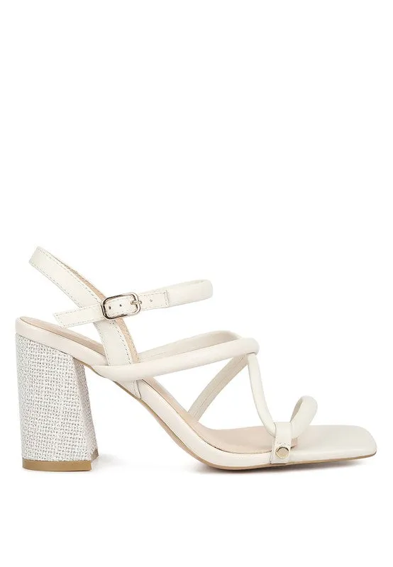 Open Square Toe Block Heel Sandals