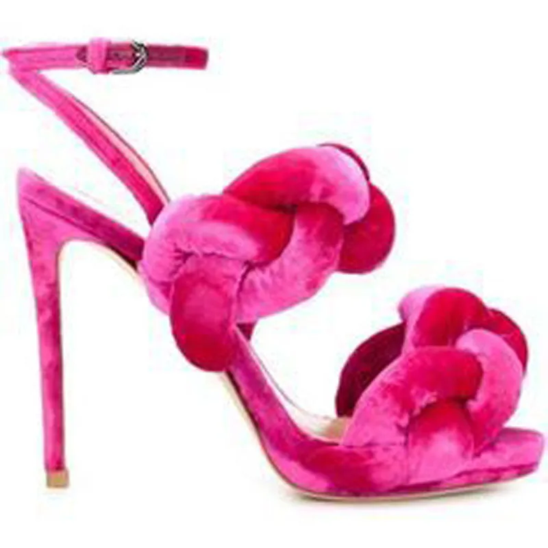 Party Fabric Buckle Open Toe High Heel Sandals