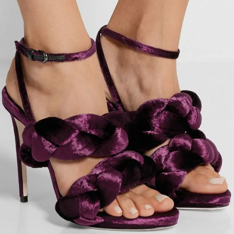 Party Fabric Buckle Open Toe High Heel Sandals