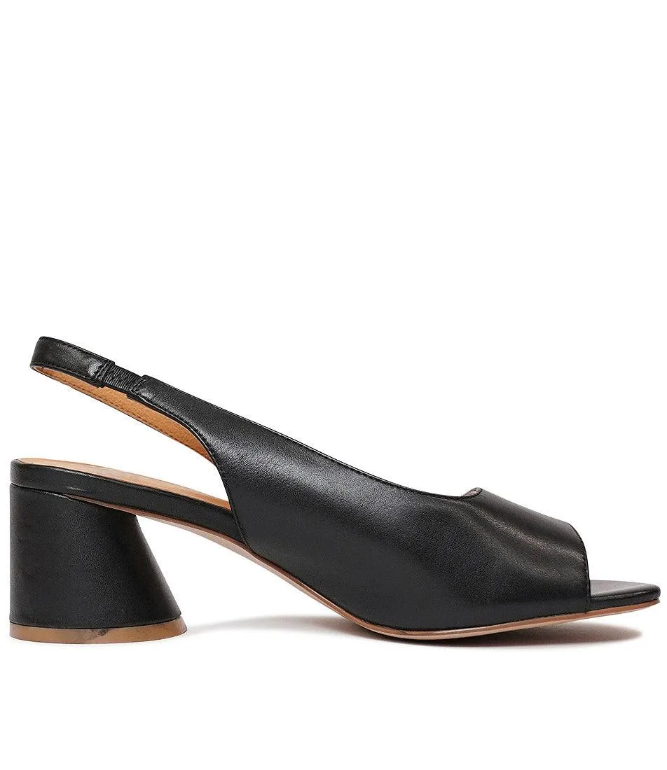 Petel Black Leather Heels