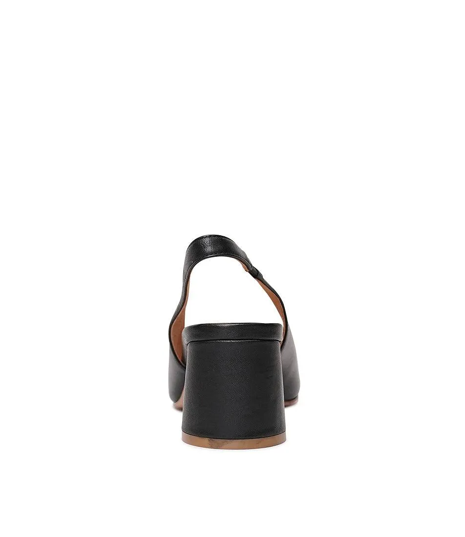 Petel Black Leather Heels