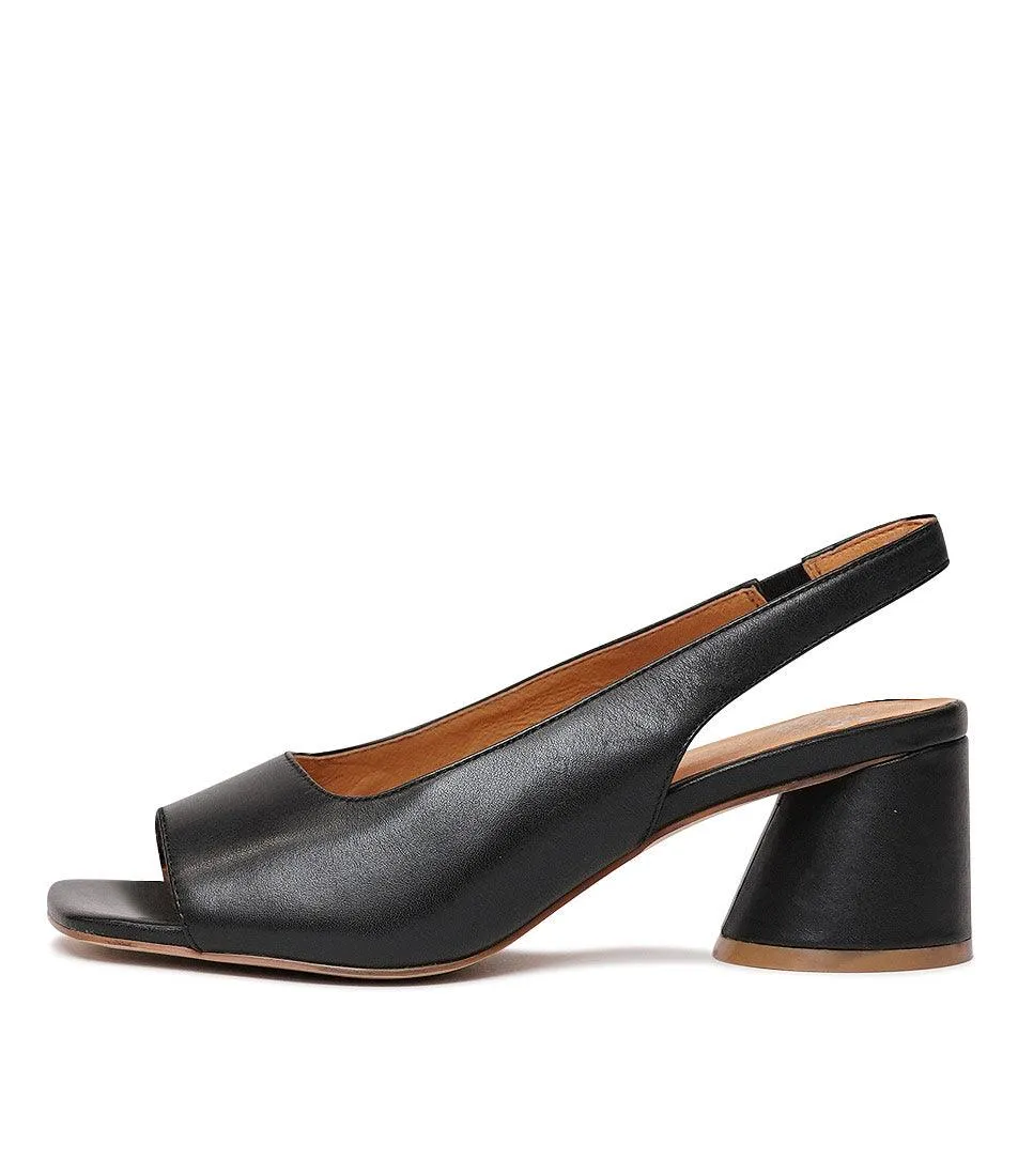Petel Black Leather Heels